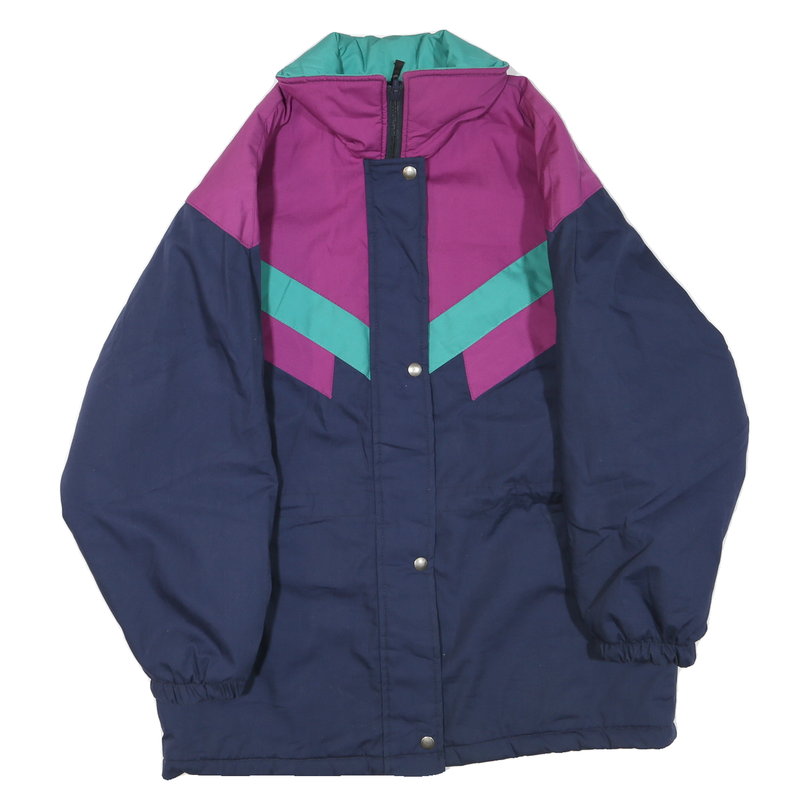 SEQUENCE Womens Purple & Green Blue Colourblock Zip Jacket L Polyester Blend Refurbished - N/A refurbished available on Cerqular