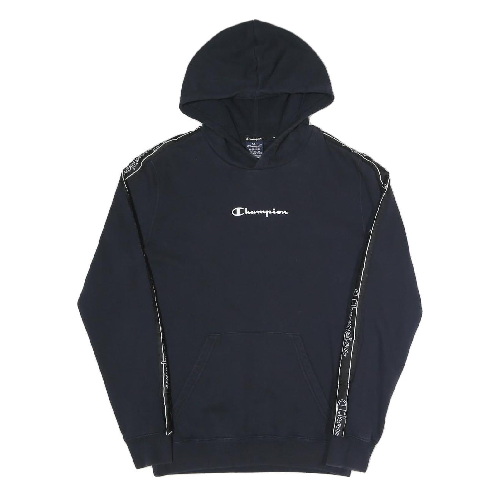 CHAMPION Mens Navy Blue Hoodie M Cotton Blend Pullover With Logo Tape Refurbished - N/A refurbished available on Cerqular
