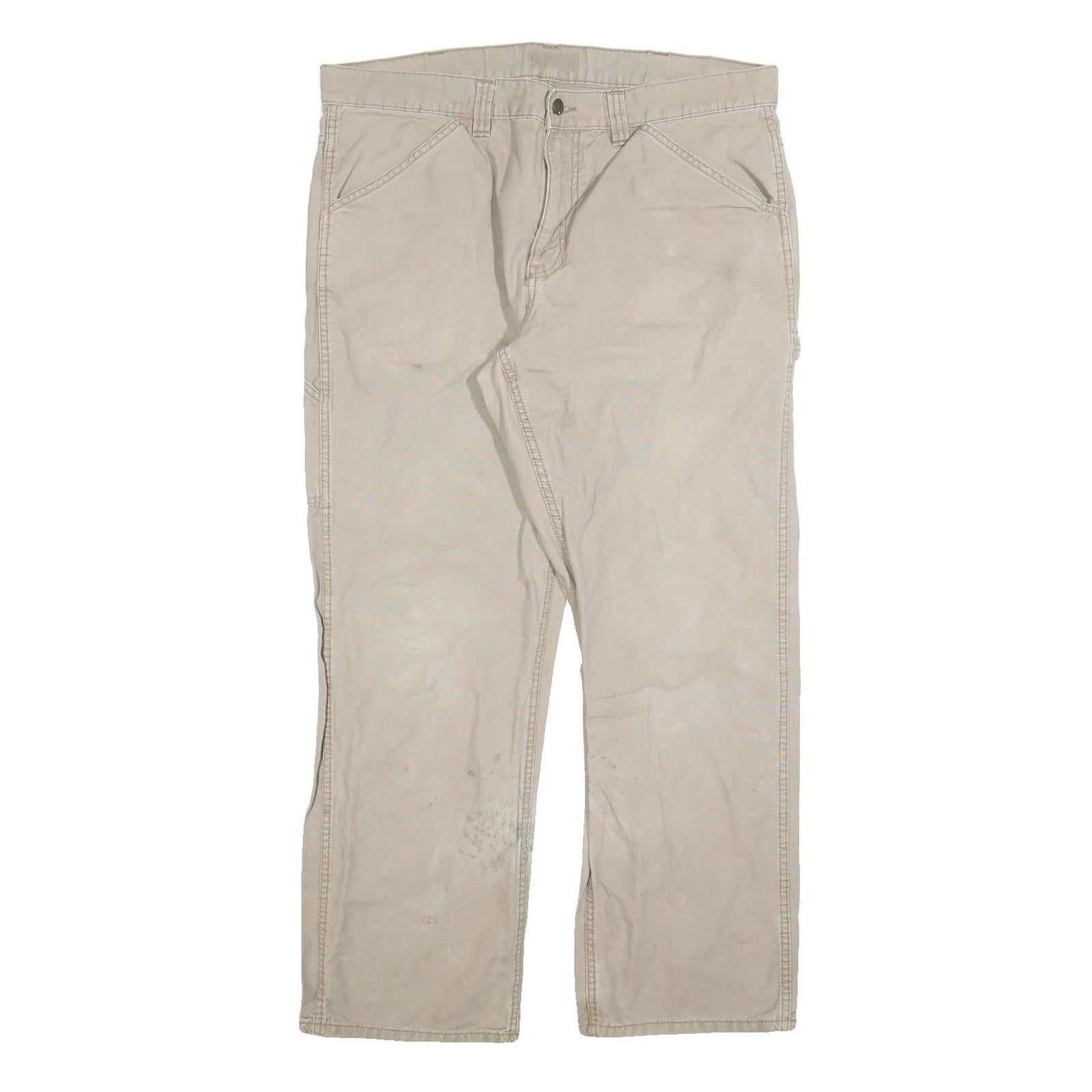 CARHARTT Mens Cotton Blend Beige Workwear Regular Straight Trousers W38 L32 Refurbished - N/A refurbished available on Cerqular