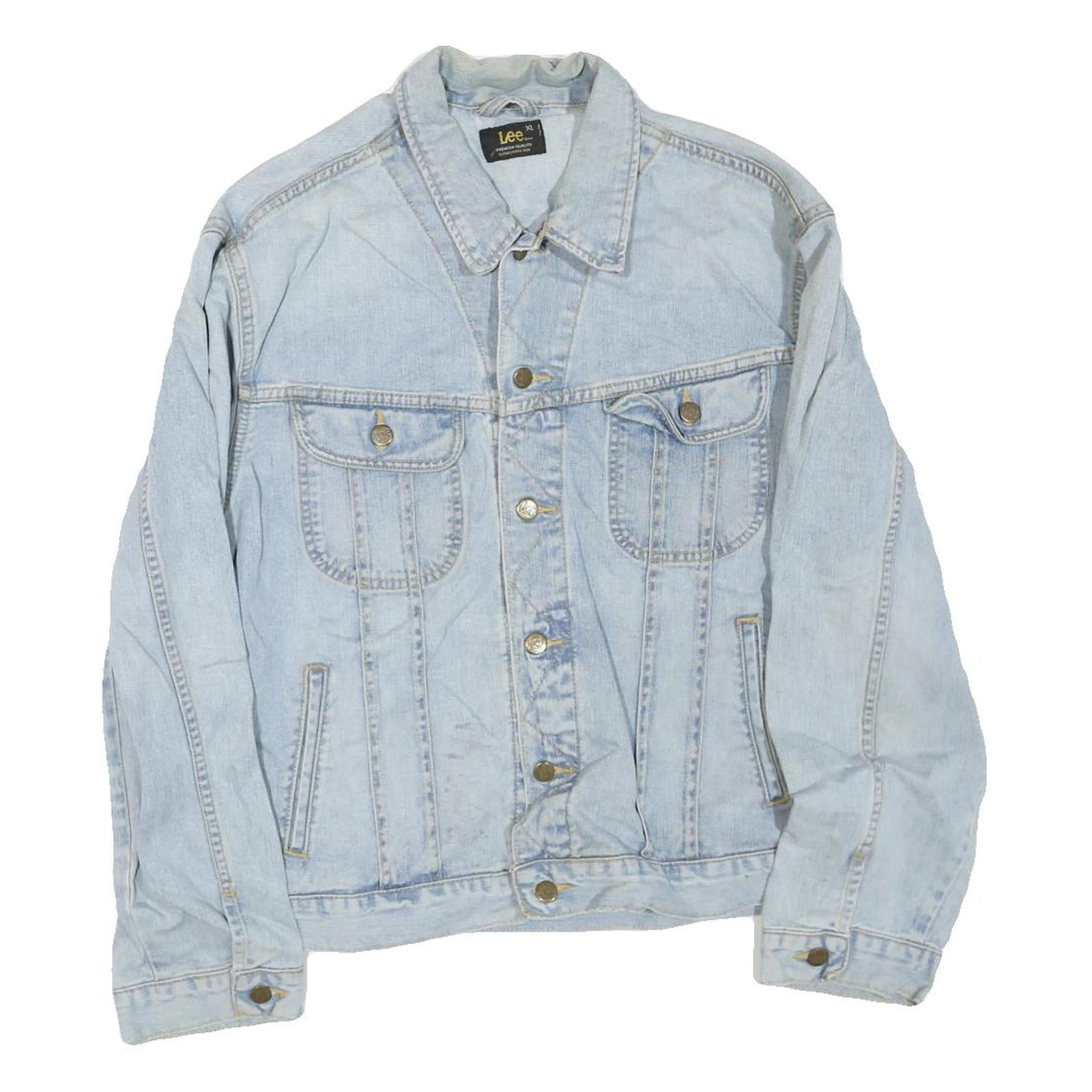 LEE Mens Light Blue Denim Jacket XL Cotton Blend Button Closure Casual Refurbished - N/A refurbished available on Cerqular