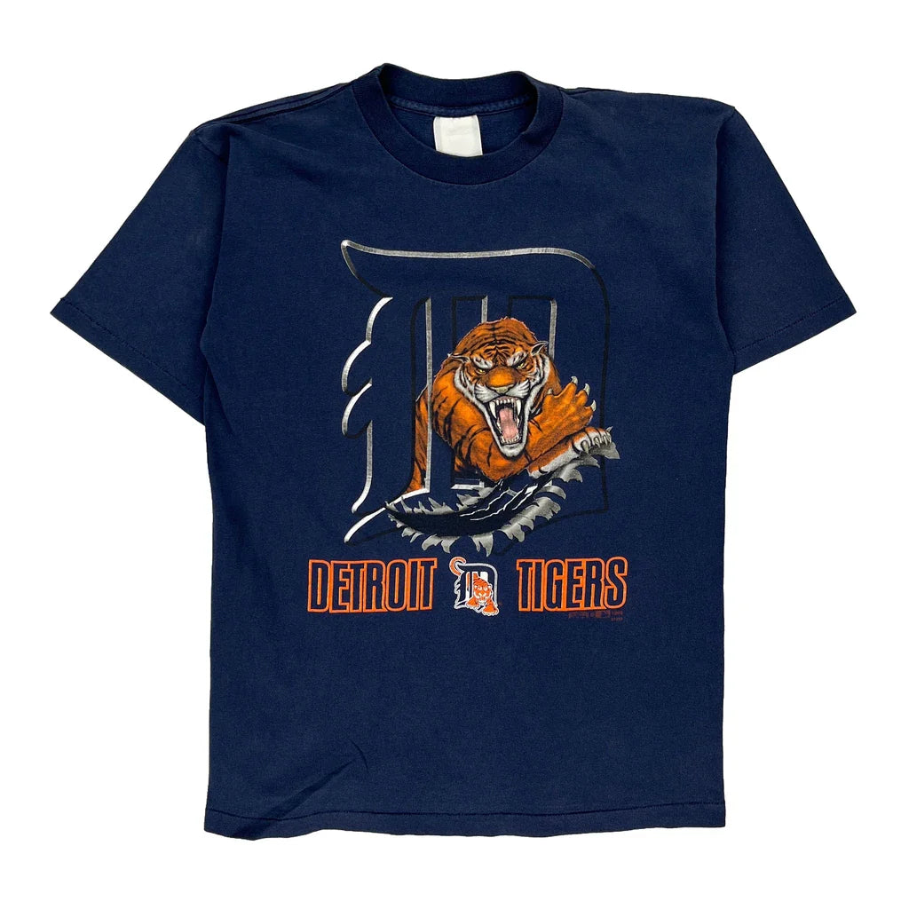 Age 13-15 Detroit Tigers Unbranded Single Stitch T-Shirt - XL Blue Cotton Refurbished - Thrifted (note: this is a term often used to describe second- refurbished available on Cerqular
