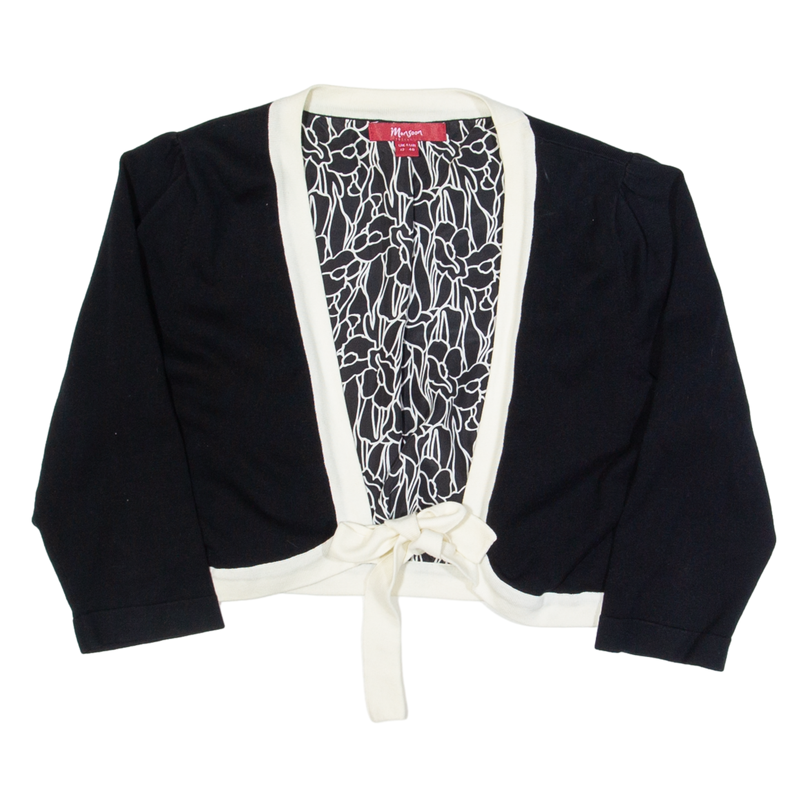 MONSOON Shawl Womens Cardigan Black V-Neck Tight Knit 3/4 Sleeve UK 12 Refurbished - N/A refurbished available on Cerqular