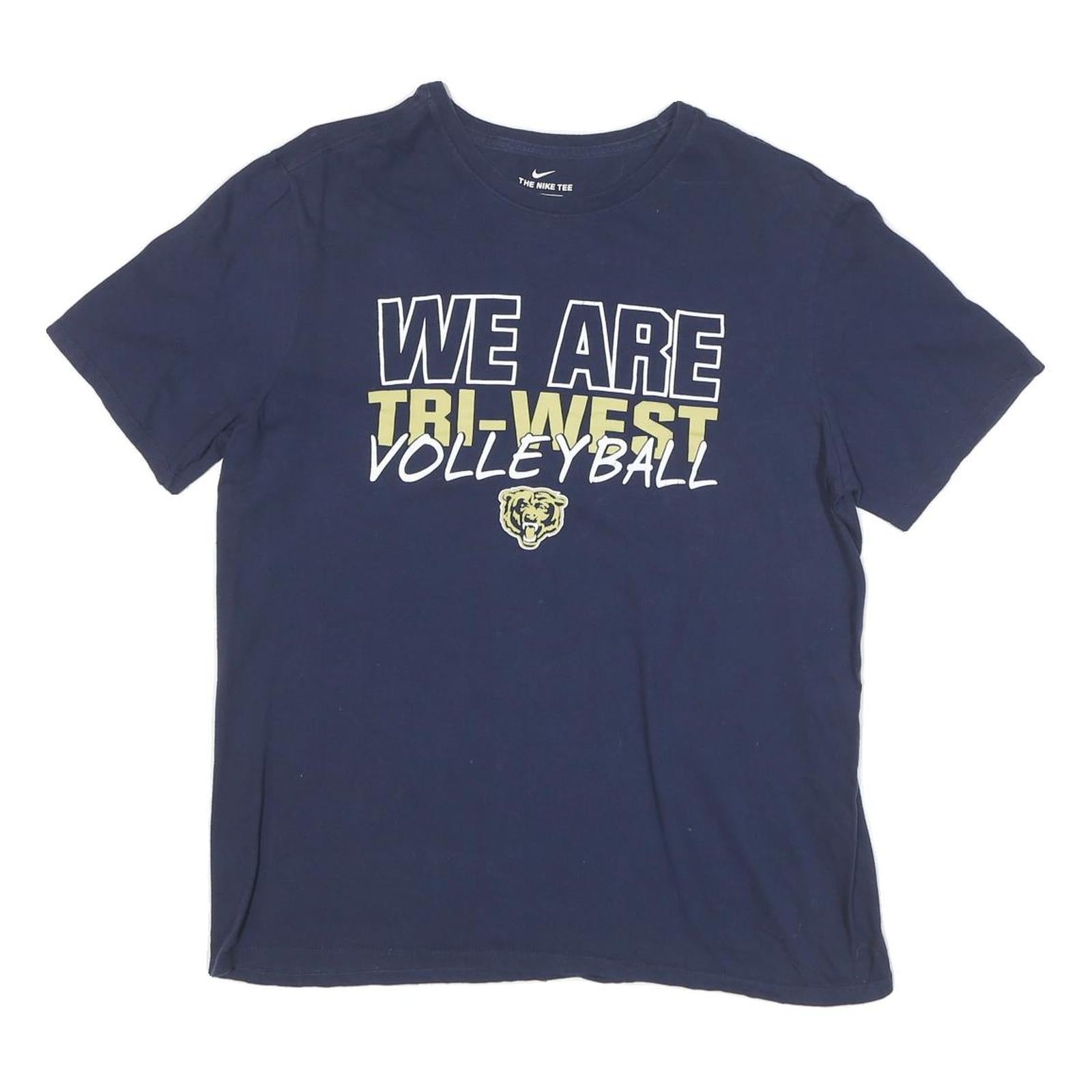 NIKE Mens Blue Tri-West Volleyball Graphic T-Shirt L Short Sleeve Crew Neck Refurbished - N/A refurbished available on Cerqular