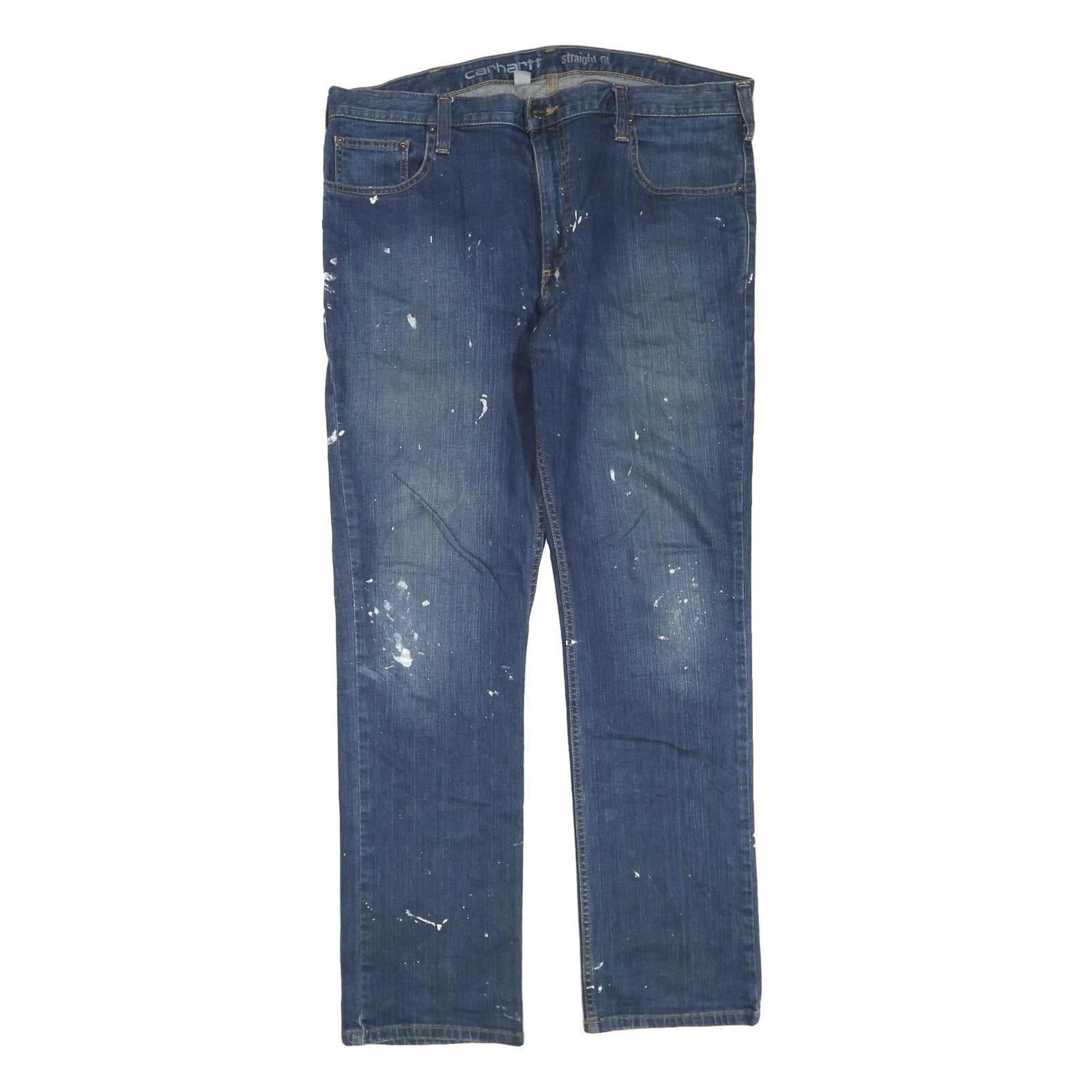 CARHARTT Mens Jeans Blue Regular Straight Denim W38 L32 Paint Splatter Zip Refurbished - N/A refurbished available on Cerqular
