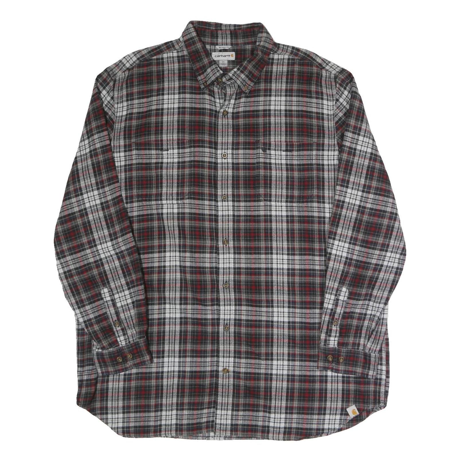 CARHARTT Mens Black & Red Plaid Cotton Shirt 2XL Button-Down Long Sleeve Refurbished - N/A refurbished available on Cerqular