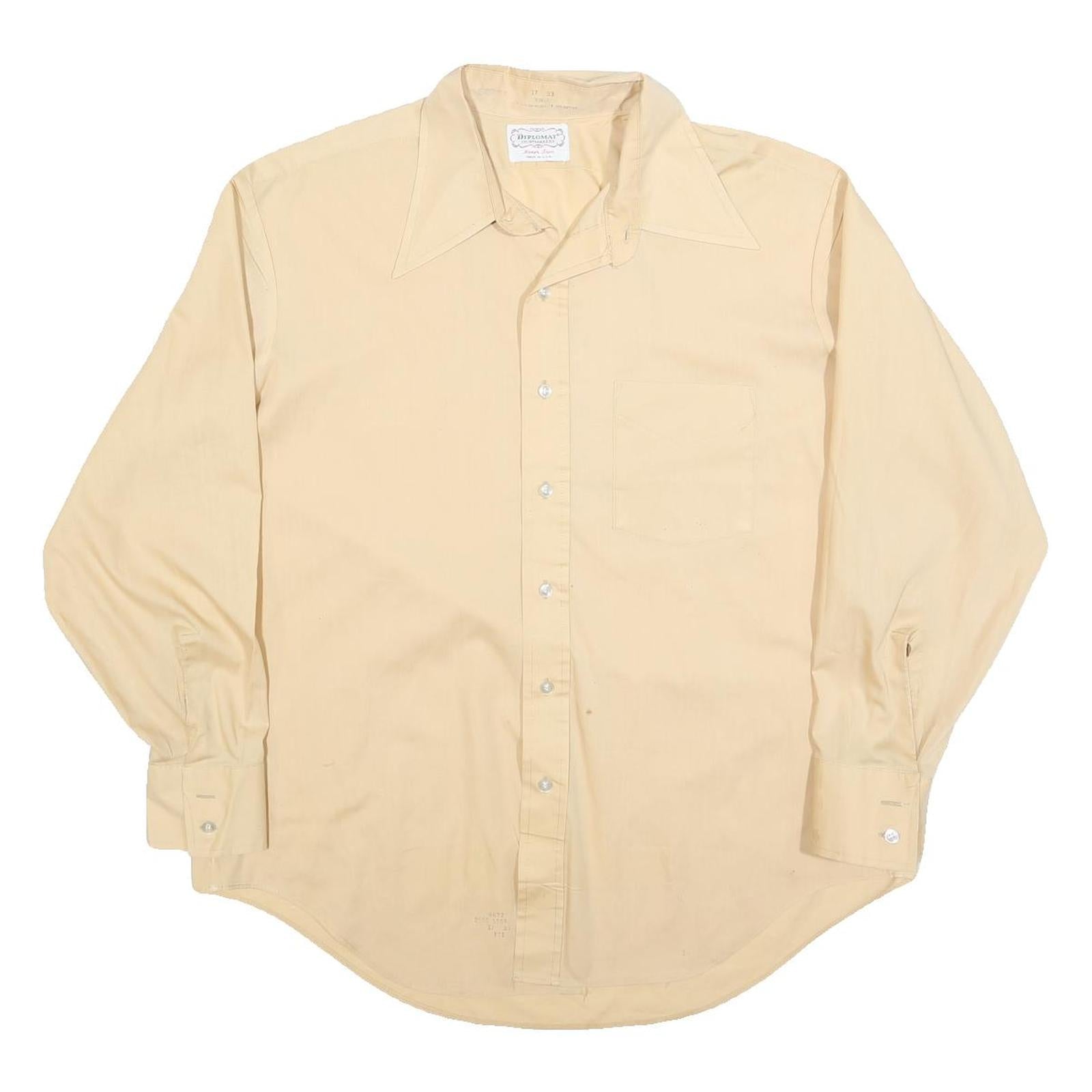 DIPLOMAT Mens Beige Polyester Blend Shirt L Classic Long Sleeve Button Front Refurbished - N/A refurbished available on Cerqular