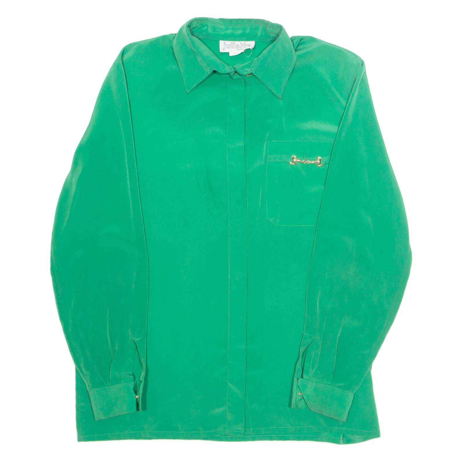 JULIETTA Womens Shirt Green Collared Long Sleeve L Refurbished - N/A refurbished available on Cerqular