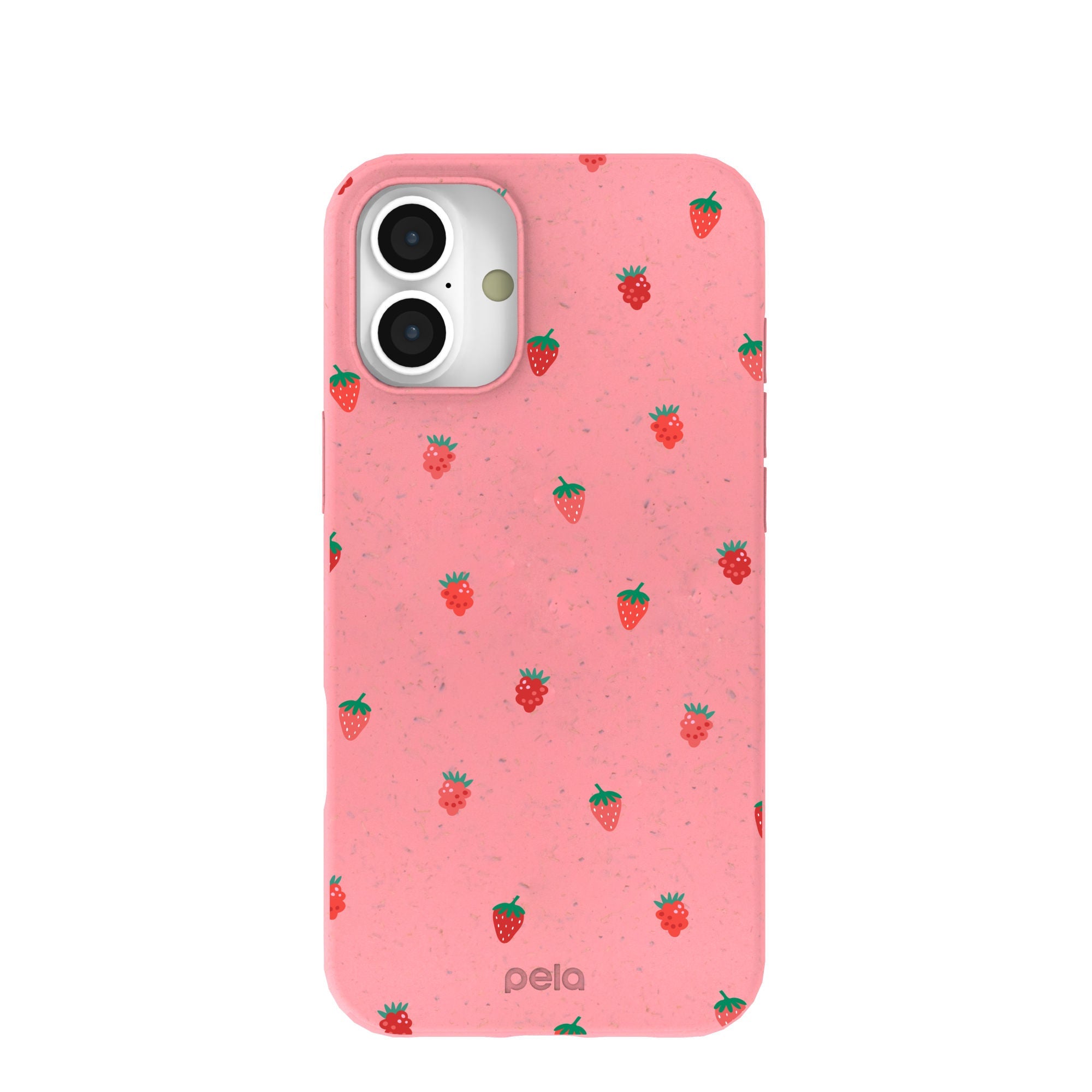 Bubblegum Pink Summer Berries iPhone 16 Plus Case Refurbished - Pela Case refurbished available on Cerqular