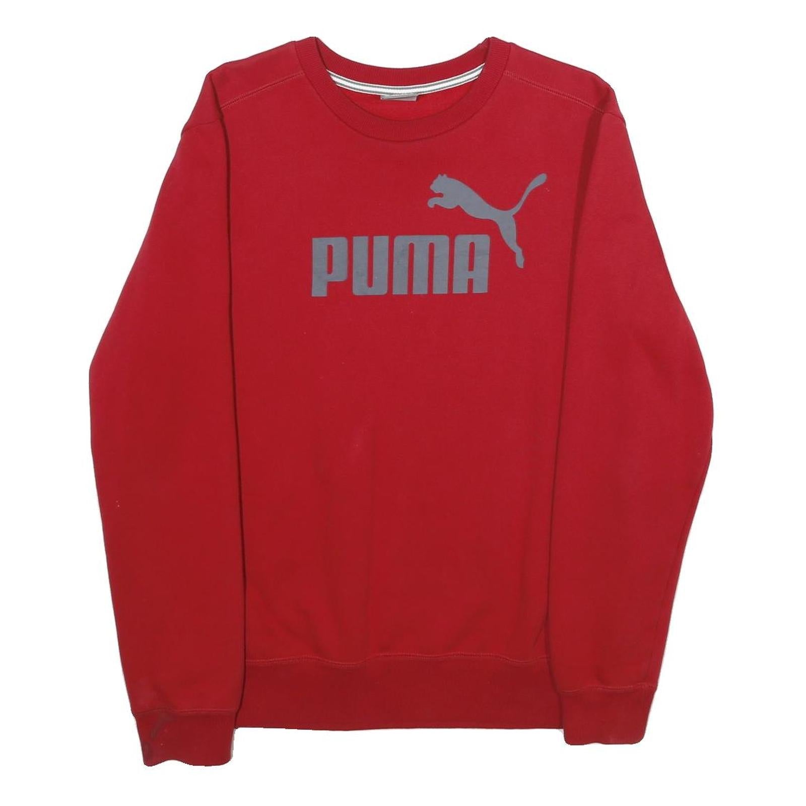 PUMA Mens Red Cotton Blend Crew Neck Sweatshirt M Logo Graphic Comfort Refurbished - N/A refurbished available on Cerqular