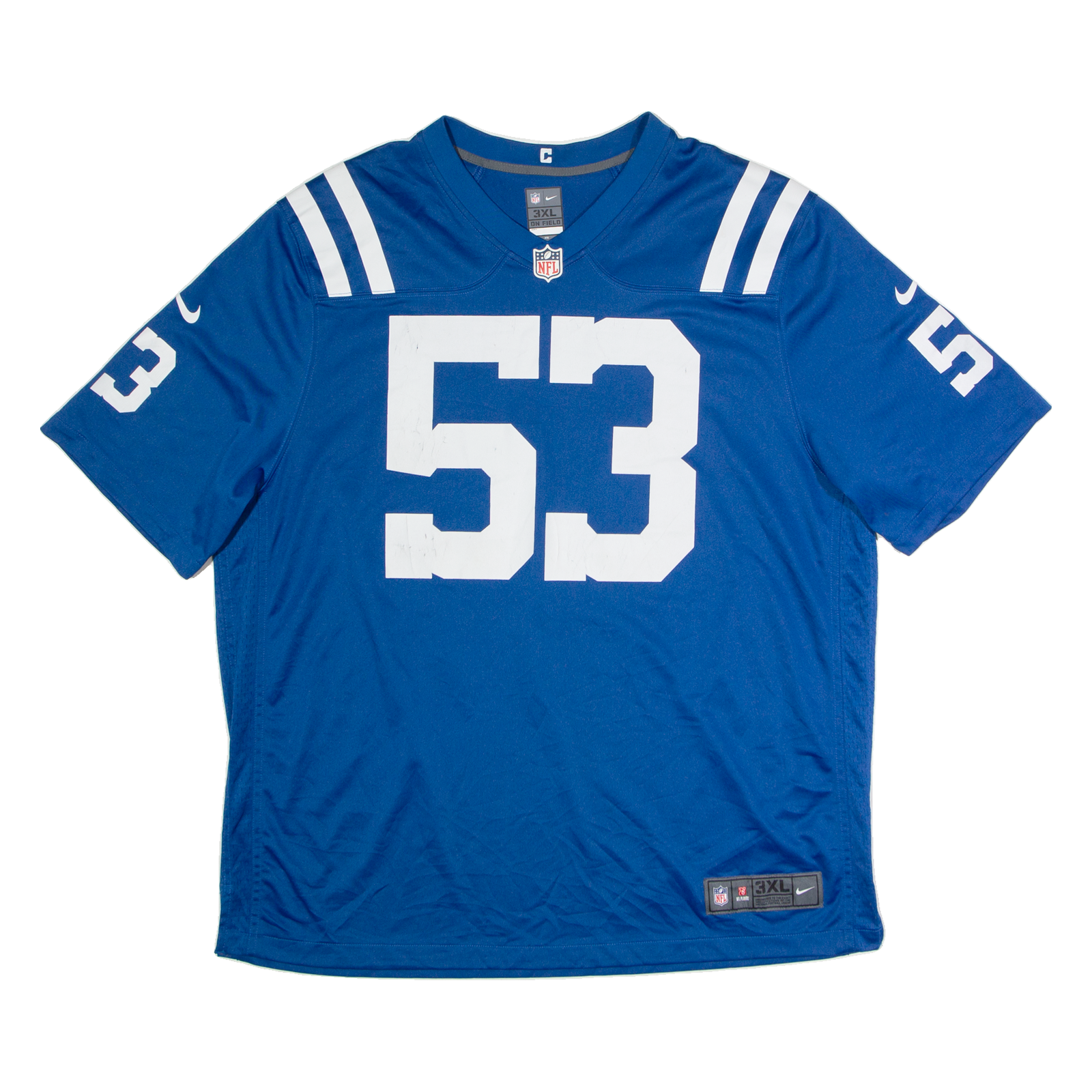NIKE Indianapolis Colts Home #53 Leonard Mens Jersey Blue USA V-Neck 3XL Refurbished - N/A refurbished available on Cerqular