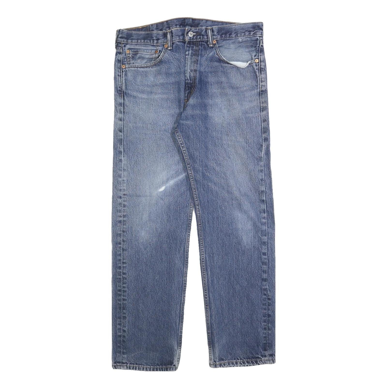 LEVI'S 505 Mens Jeans Blue Cotton Blend Regular Straight Medium W36 L32 Zip Refurbished - N/A refurbished available on Cerqular