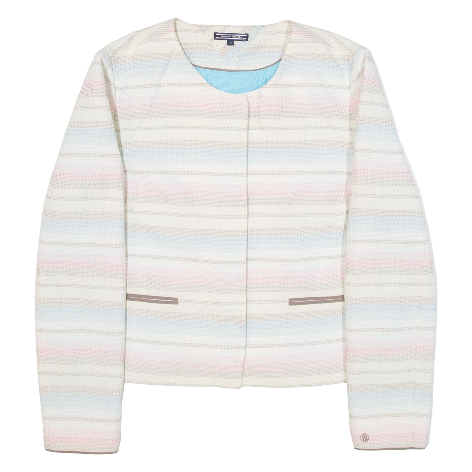 TOMMY HILFIGER Womens Blazer Jacket Pink Striped M Refurbished - N/A refurbished available on Cerqular