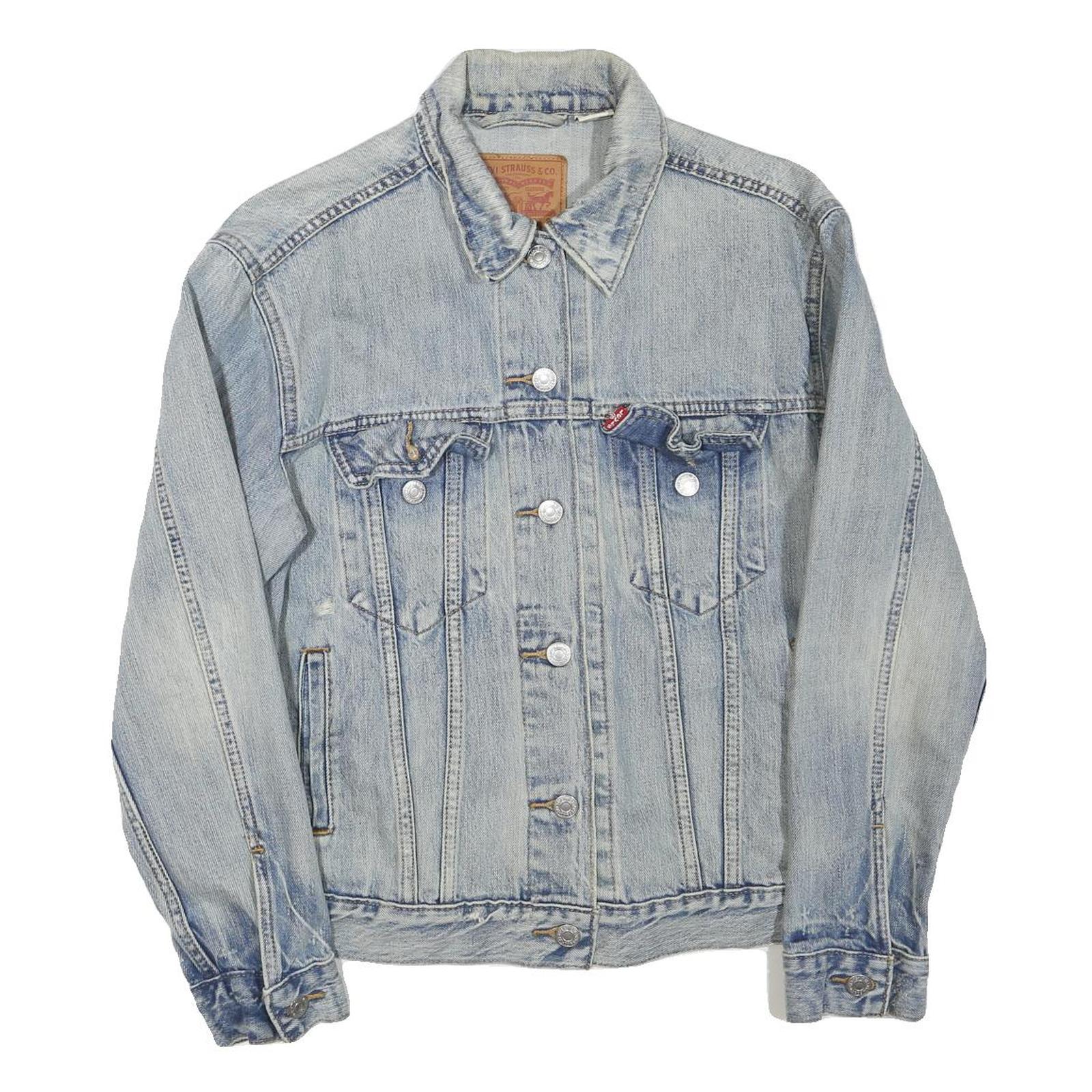 LEVI'S Womens Blue Denim Jacket S Cotton Blend Button Plain Classic Fit Refurbished - N/A refurbished available on Cerqular