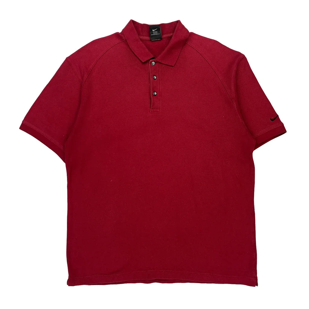 Nike Polo Shirt - XL Red Cotton Refurbished - Thrifted (note: this is a term often used to describe second- refurbished available on Cerqular