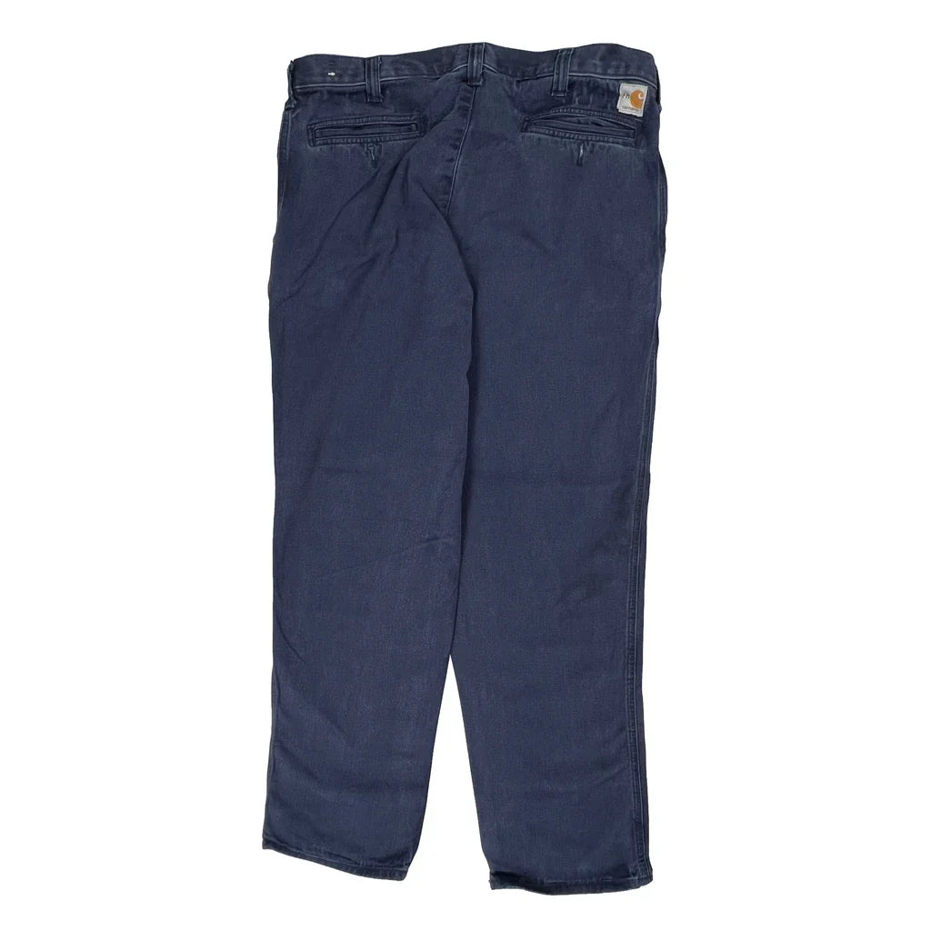 Carhartt Trousers - 36W 32L Navy Cotton Refurbished - Thrifted (note: this is a term often used to describe second- refurbished available on Cerqular
