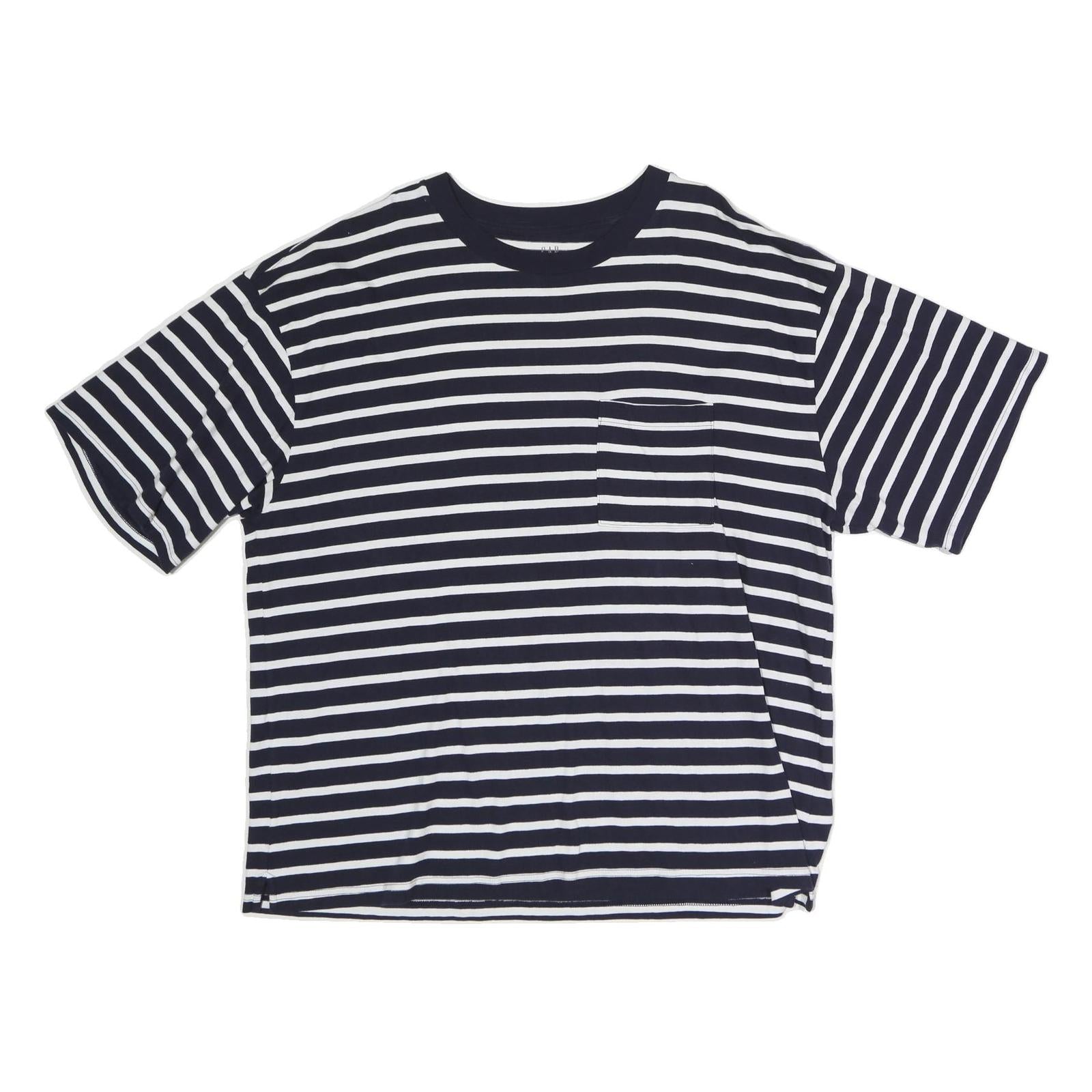 GAP Womens Navy Blue & White Striped Modern T-Shirt 2XL Short Sleeve Crew Neck Refurbished - N/A refurbished available on Cerqular