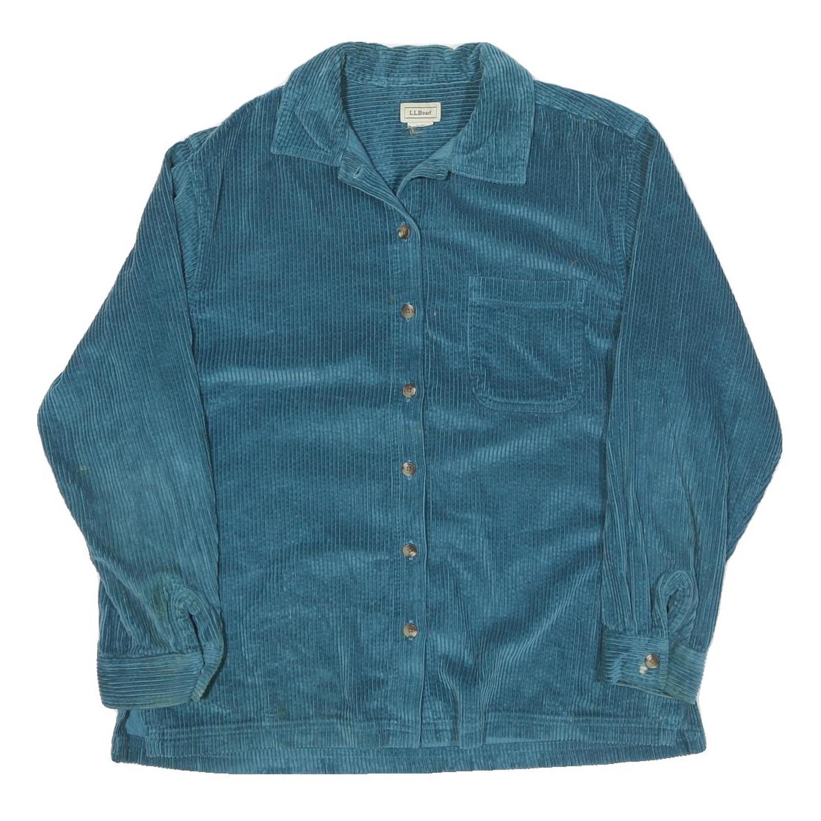 LL BEAN Womens Blue Corduroy Shirt L Button Up Casual Wear Refurbished - N/A refurbished available on Cerqular