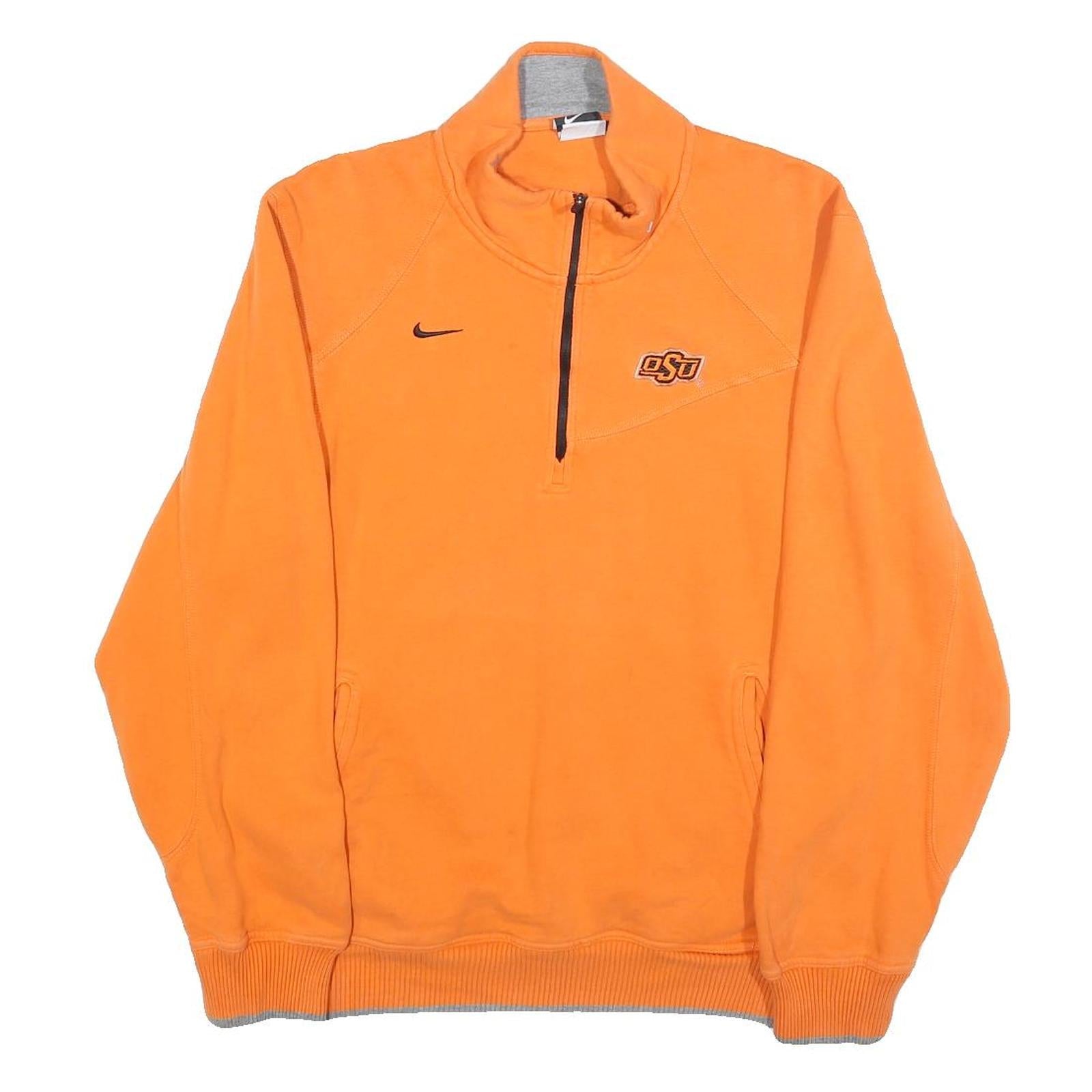 NIKE Mens Orange OSU Oklahoma State 1/4 Zip Sweatshirt M Cotton Blend Pullover Refurbished - N/A refurbished available on Cerqular