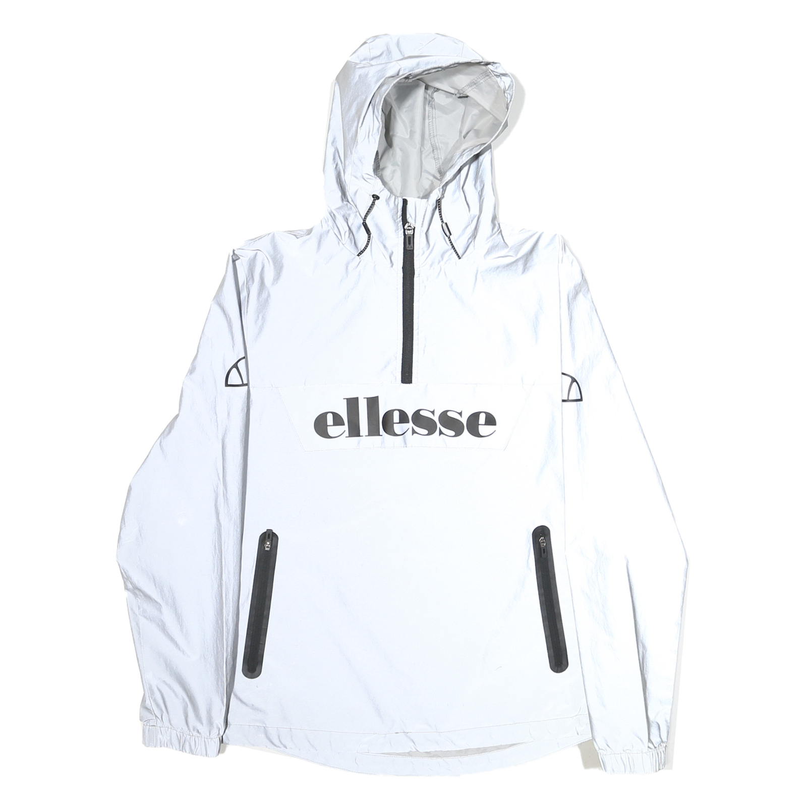 ELLESSE Womens White Nylon Hooded Jacket UK 8 Zip Plain Lightweight Sports Refurbished - N/A refurbished available on Cerqular