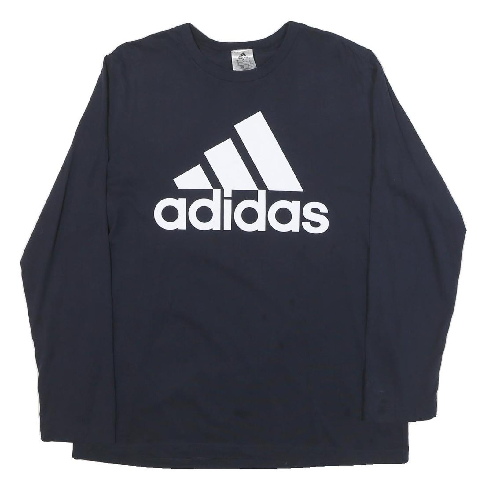 ADIDAS Mens Black Long Sleeve Crew Neck Logo Cotton Blend L T-Shirt Refurbished - N/A refurbished available on Cerqular