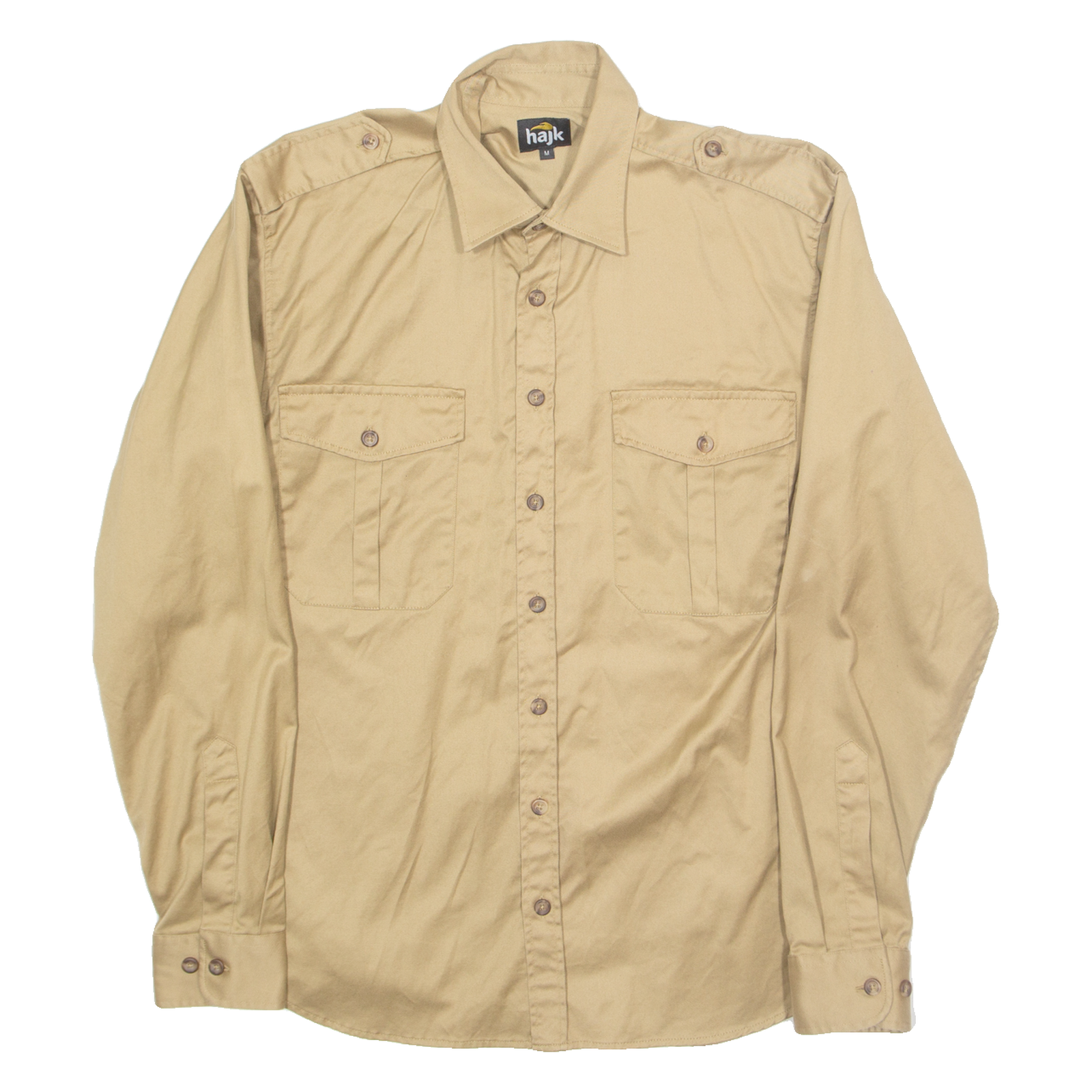 HAJK Mens Plain Shirt Brown Long Sleeve M Refurbished - N/A refurbished available on Cerqular