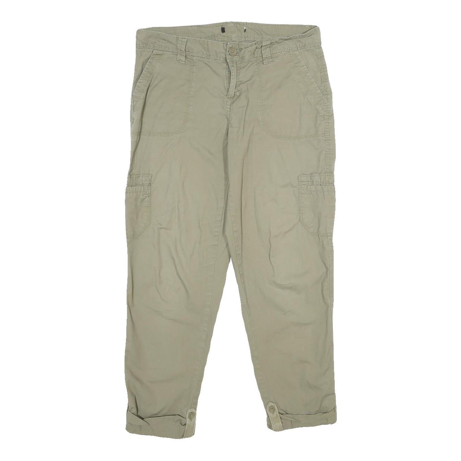 Womens Beige Cotton Blend Regular Tapered Trousers W30 L25 Casual Comfort Wear Refurbished - N/A refurbished available on Cerqular