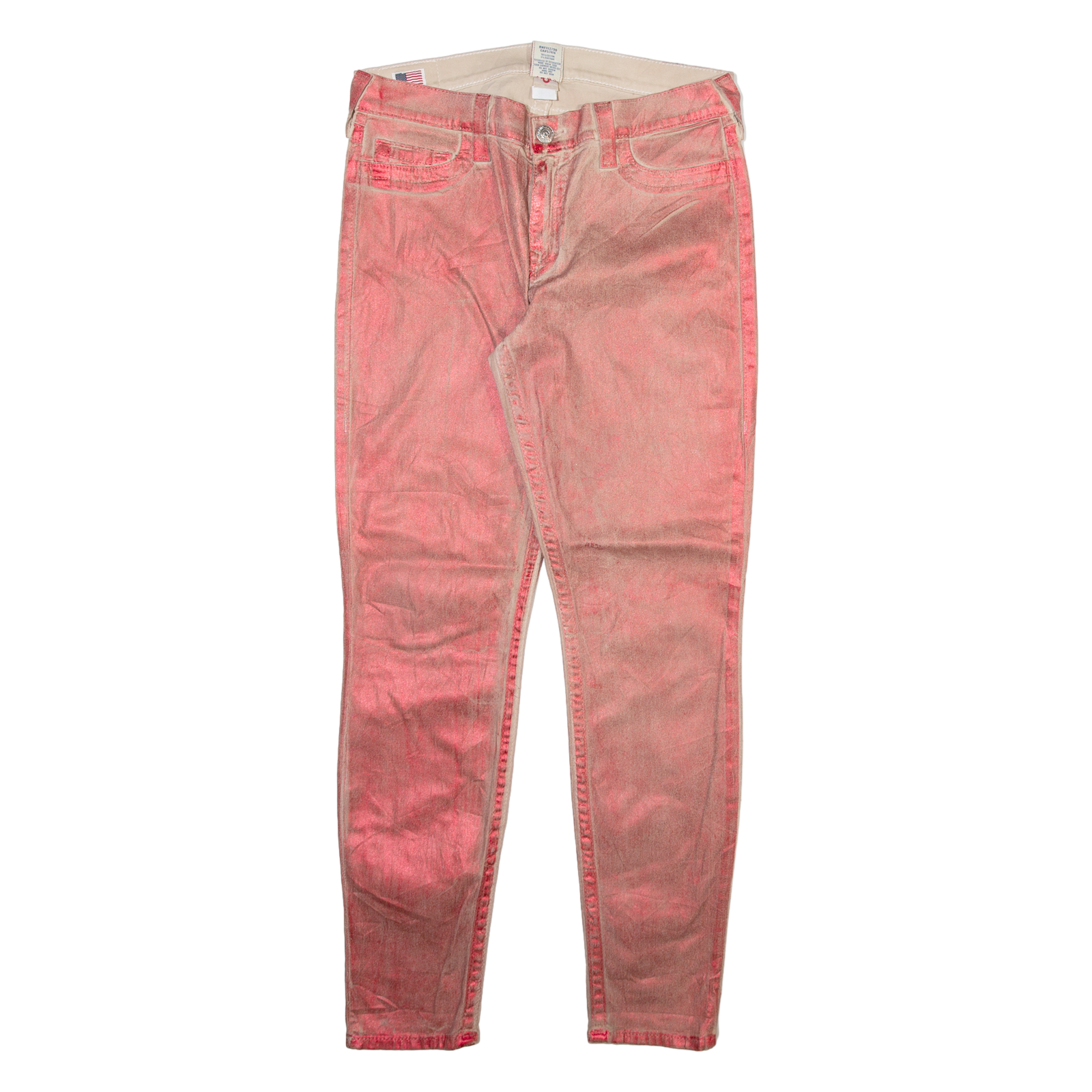 TRUE RELIGION Womens Trousers Red Slim Tapered W31 L29 Refurbished - N/A refurbished available on Cerqular