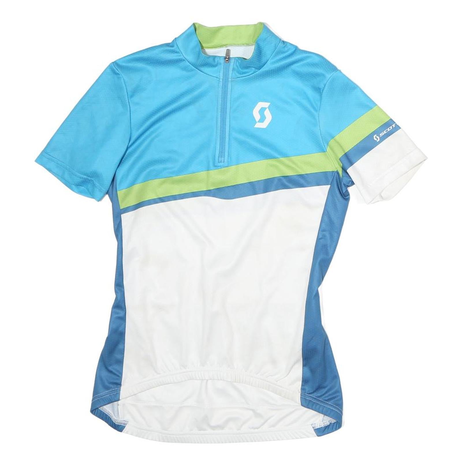SCOTT Mens Blue & White Cycling Jersey S Short Sleeve 1/4 Zip Contessa Logo Refurbished - N/A refurbished available on Cerqular