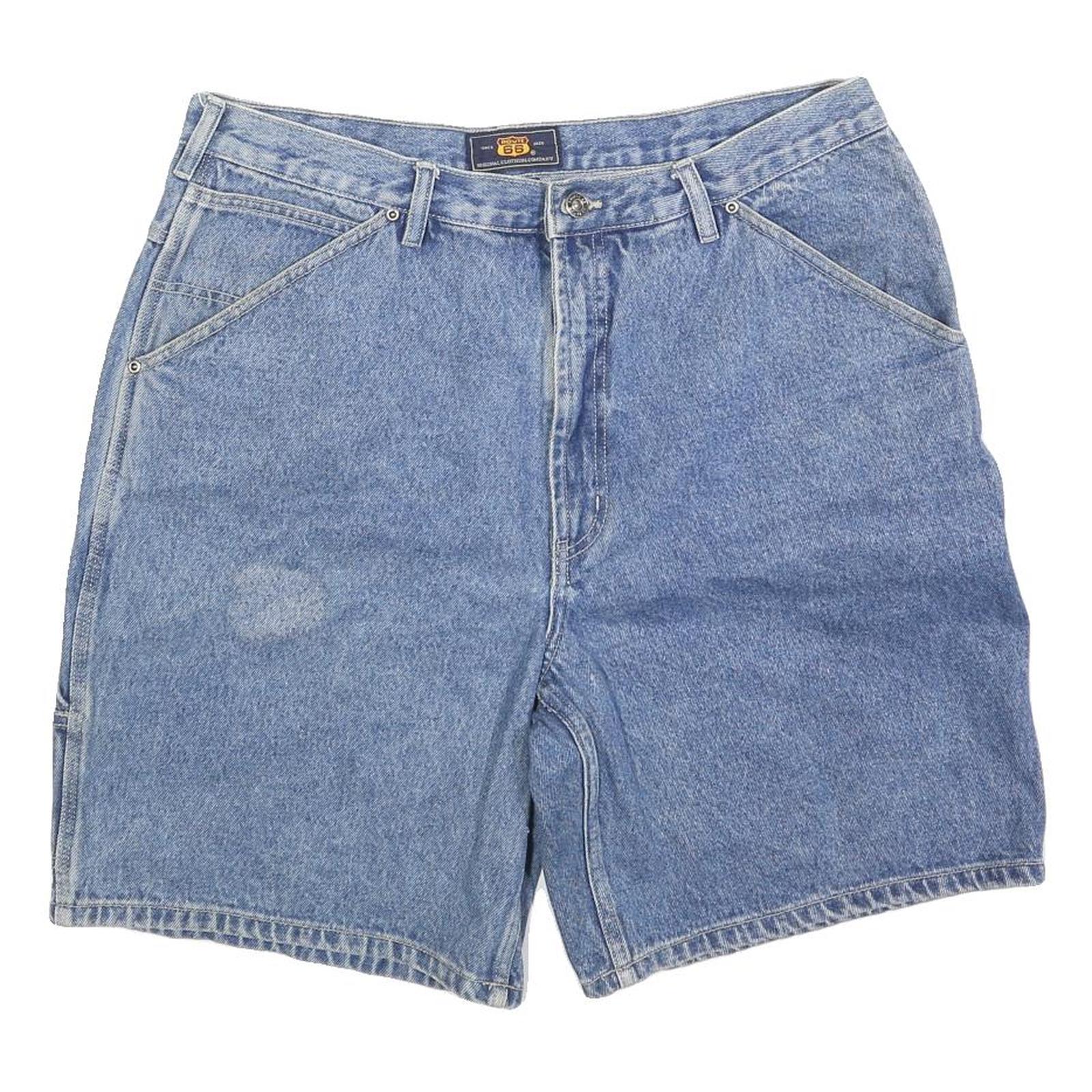 ROUTE 66 Mens Denim Blue Casual Shorts L W35 Cotton Blend Relaxed Fit Refurbished - N/A refurbished available on Cerqular
