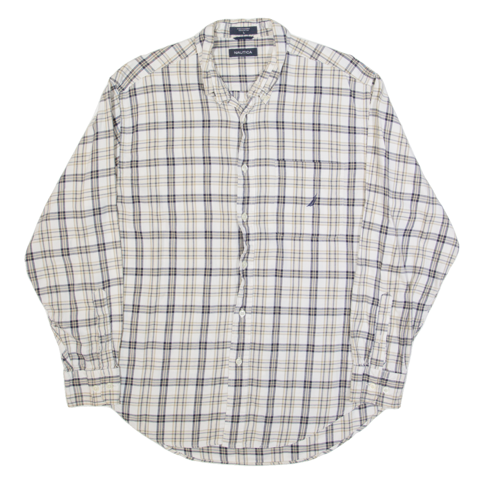NAUTICA Mens Shirt White Check Long Sleeve L Refurbished - N/A refurbished available on Cerqular