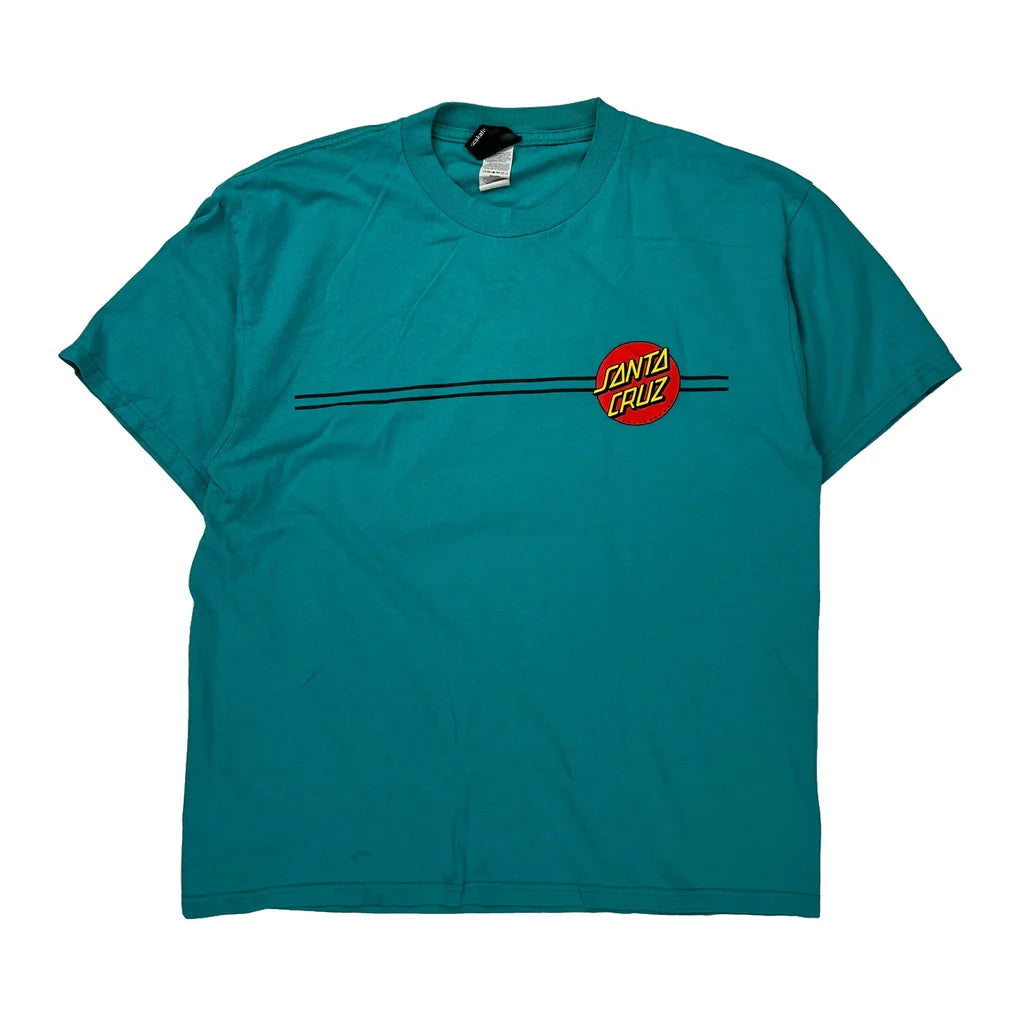 Santa Cruz Graphic T-Shirt - Large Green Cotton Refurbished - Thrifted (note: this is a term often used to describe second- refurbished available on Cerqular