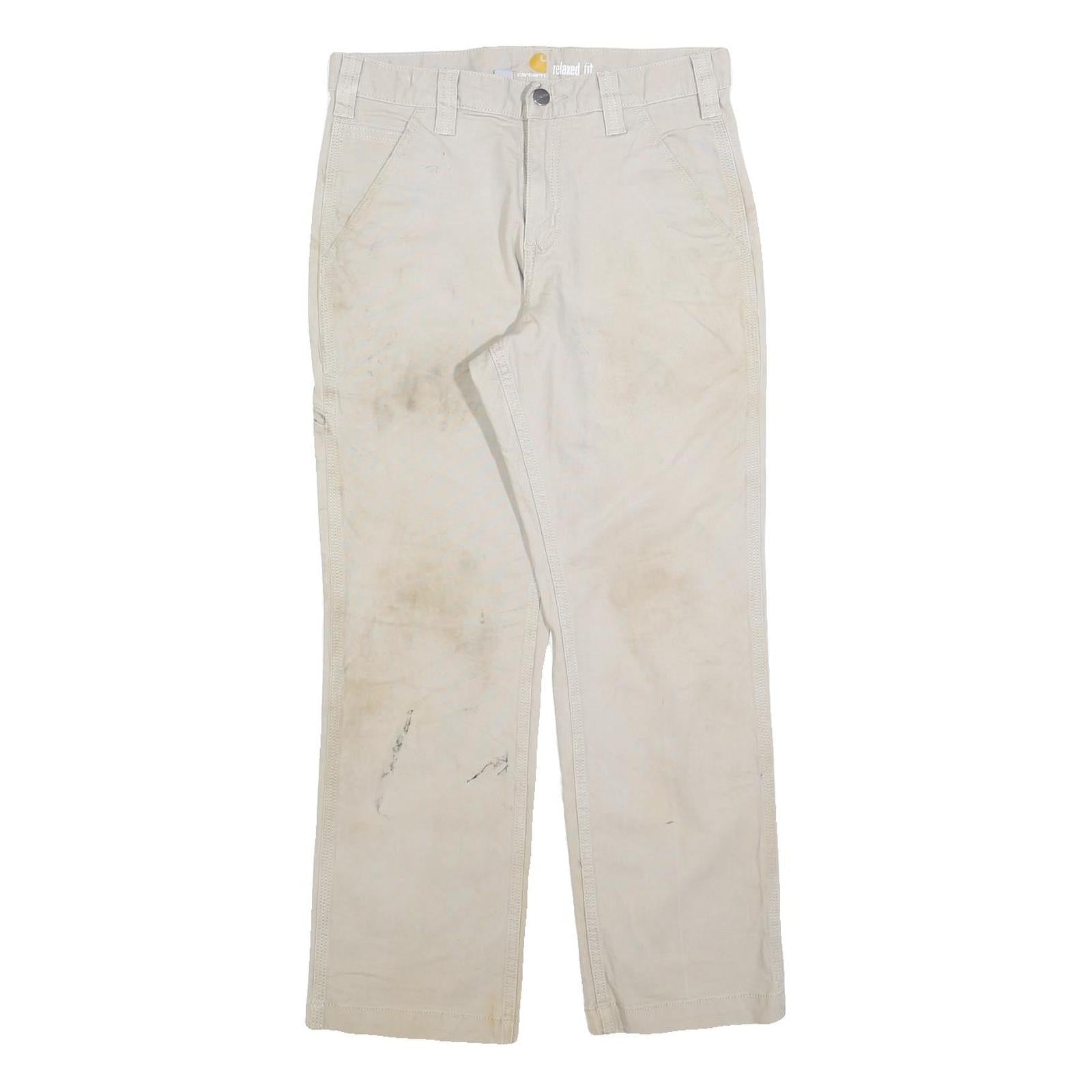 CARHARTT Mens Cotton Blend Beige Relaxed Straight Trousers W30 L28 Workwear Refurbished - N/A refurbished available on Cerqular