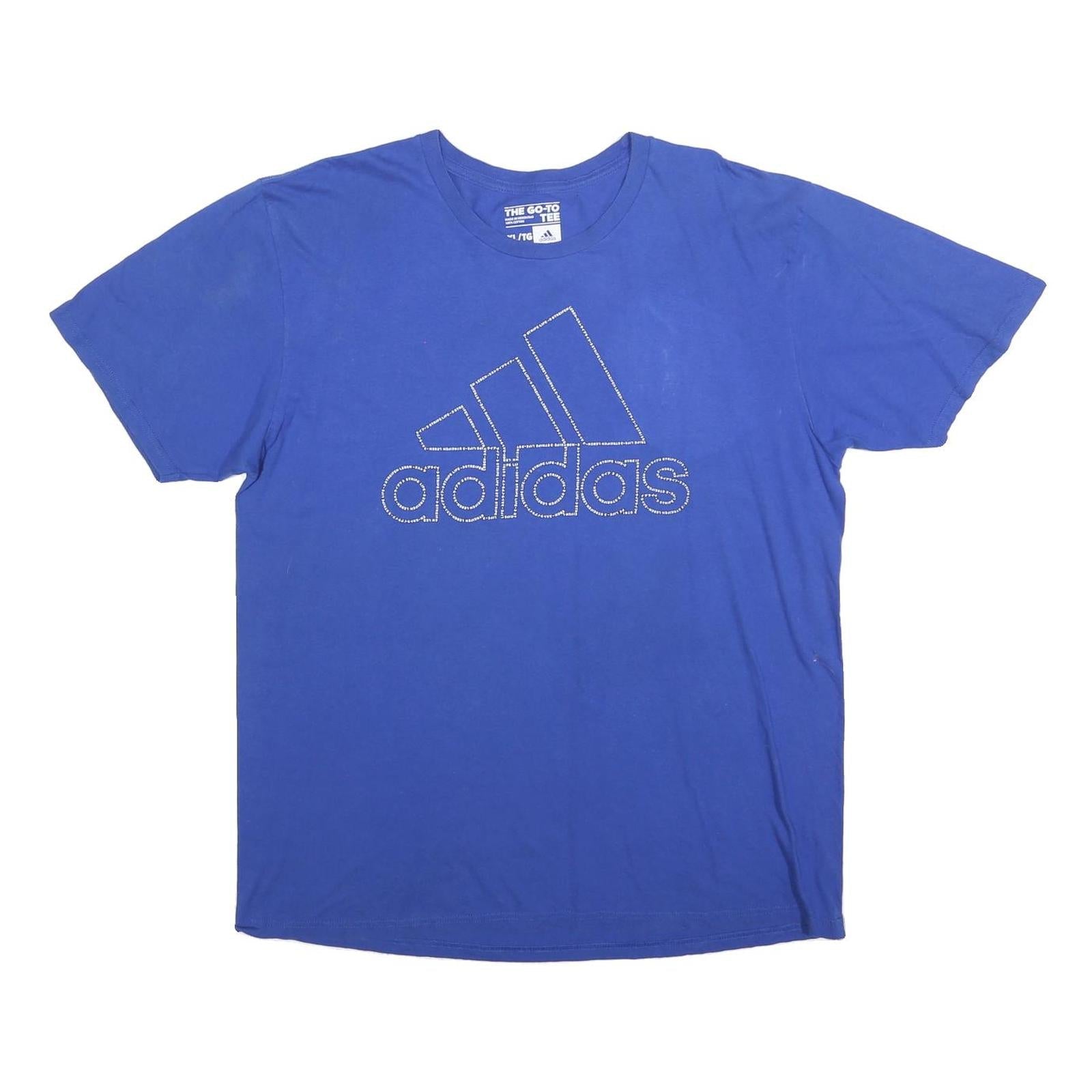 ADIDAS Mens Blue XL Cotton Blend T-Shirt Short Sleeve Crew Neck Logo Graphic Refurbished - N/A refurbished available on Cerqular