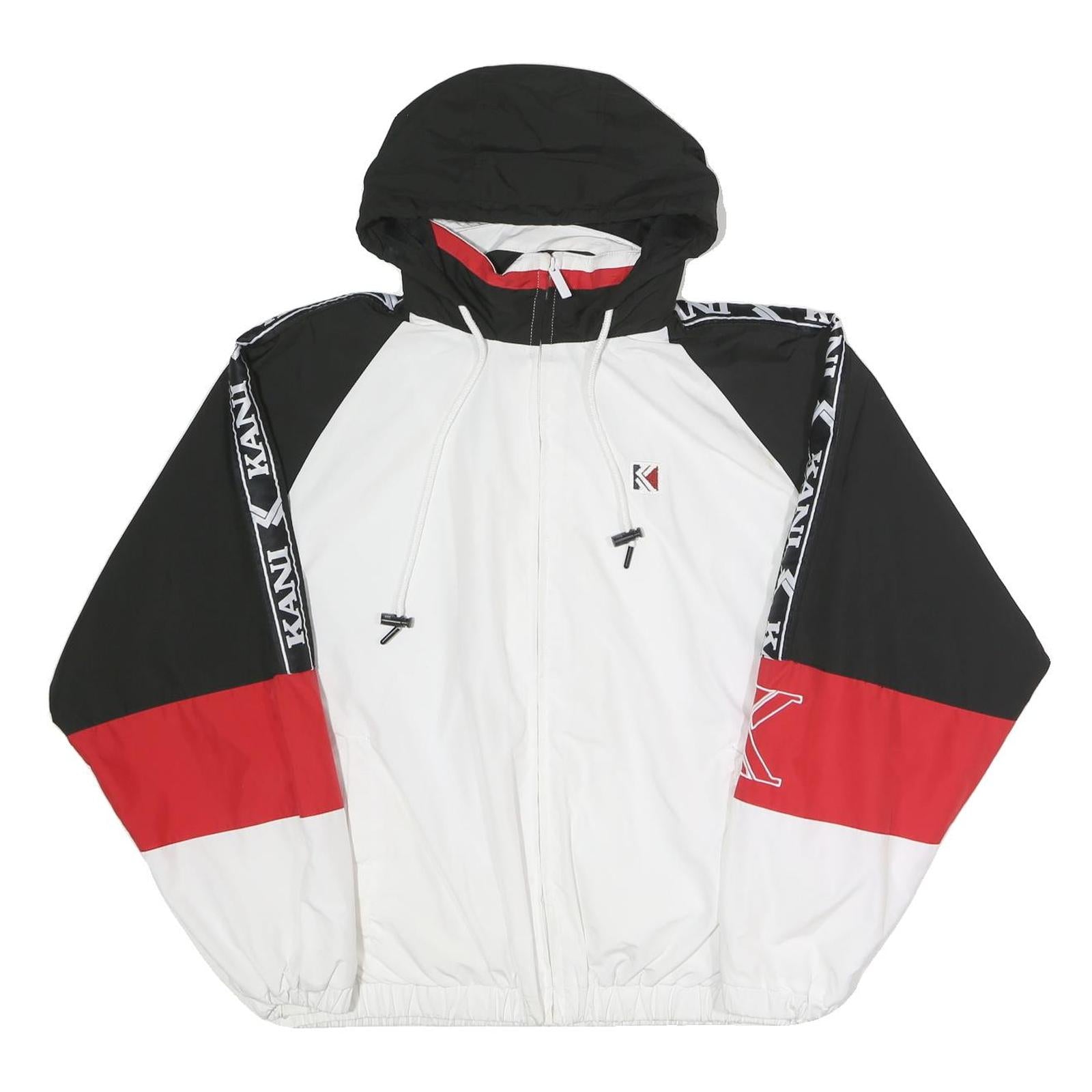 KARL KANI Womens Black & White & Red Zip Jacket L Polyester Sportswear Logo Refurbished - N/A refurbished available on Cerqular