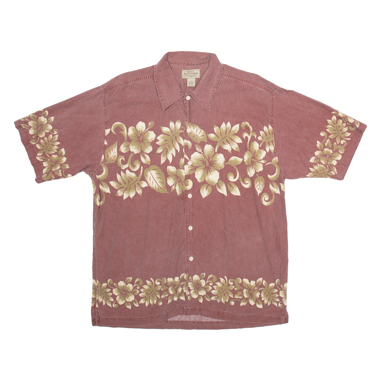 SONOMA Mens Hawaiian Shirt Brown Floral L Refurbished - N/A refurbished available on Cerqular