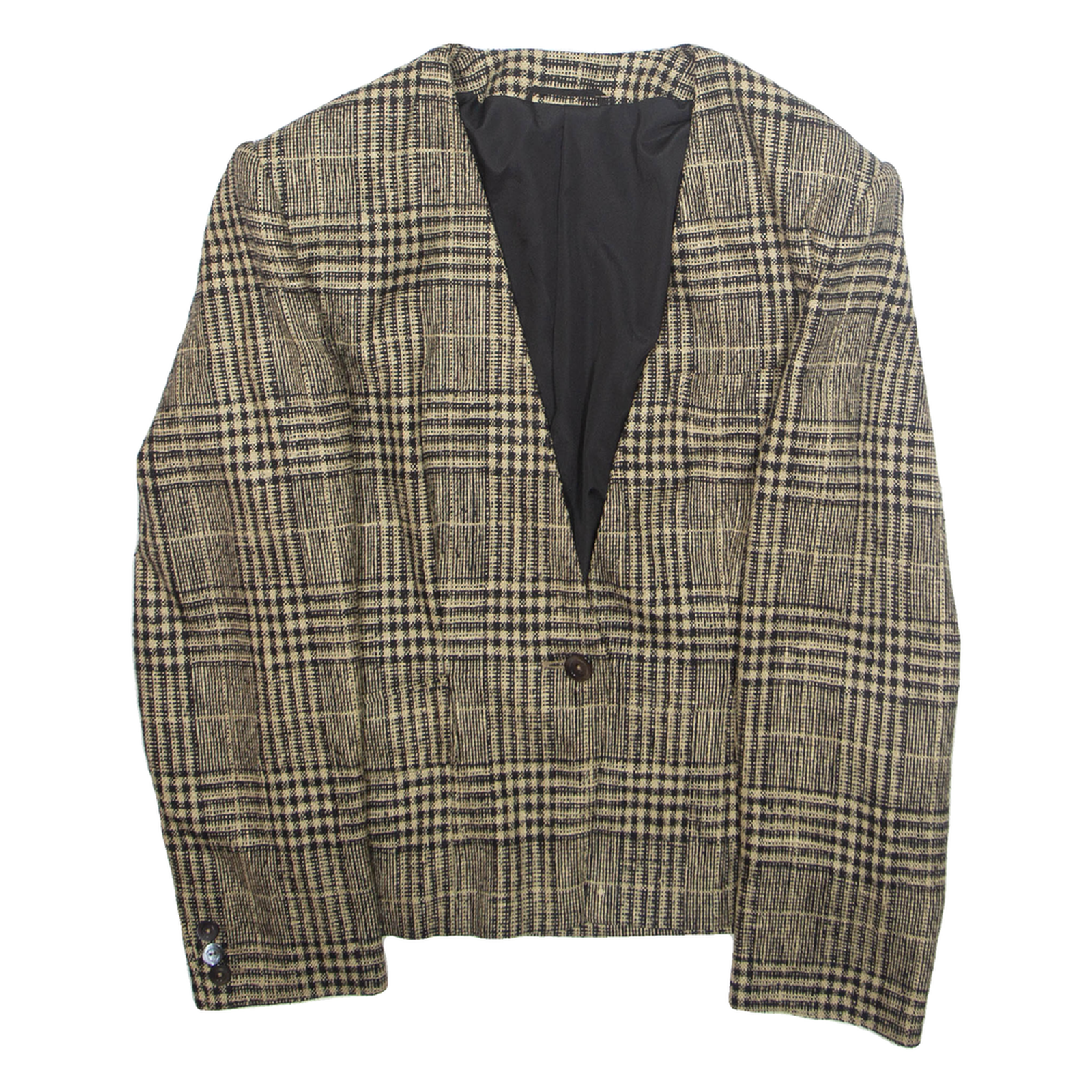 Womens Blazer Jacket Beige Wool Plaid M Refurbished - N/A refurbished available on Cerqular