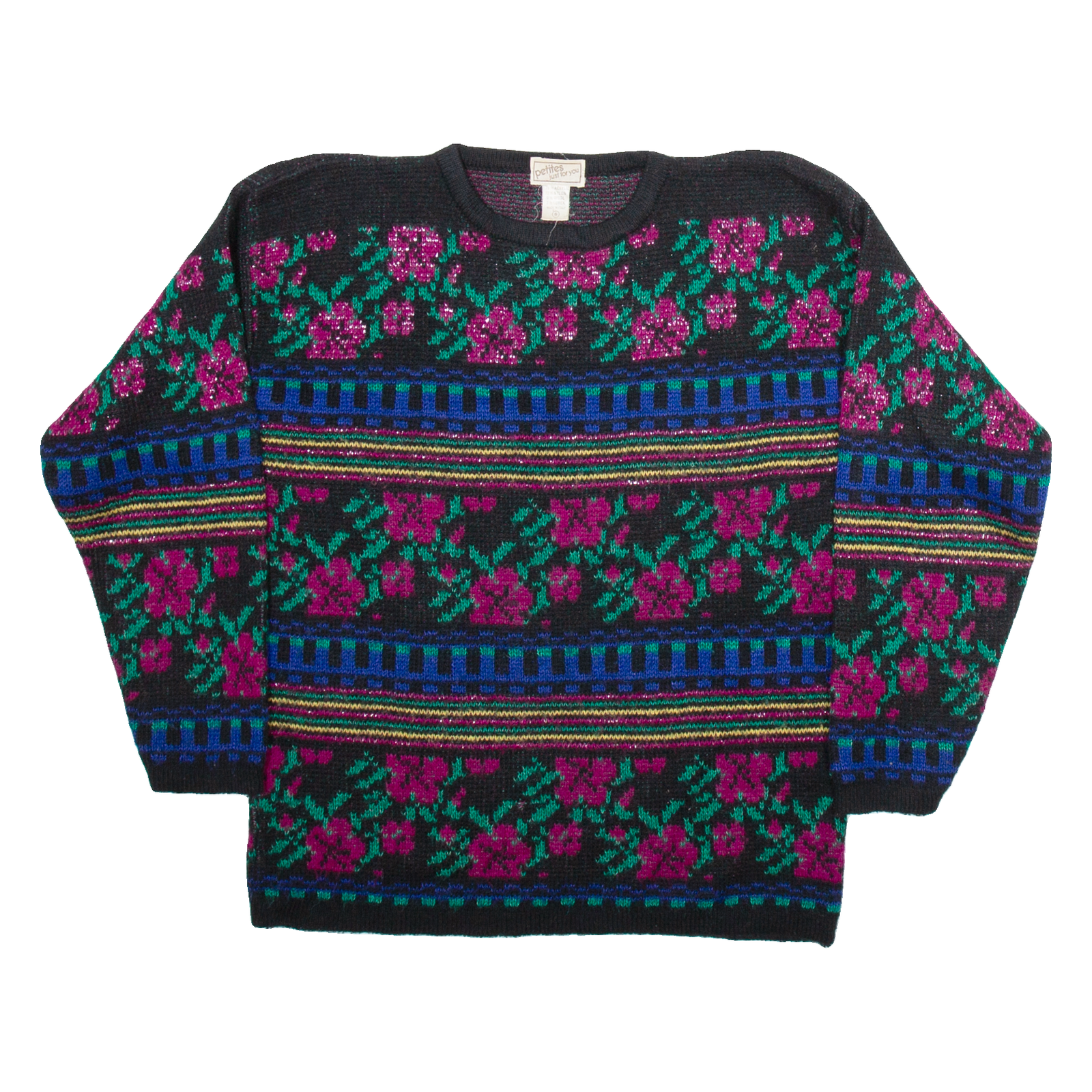 PETITES Womens Patterned Jumper Black Floral Tight Knit S Refurbished - N/A refurbished available on Cerqular