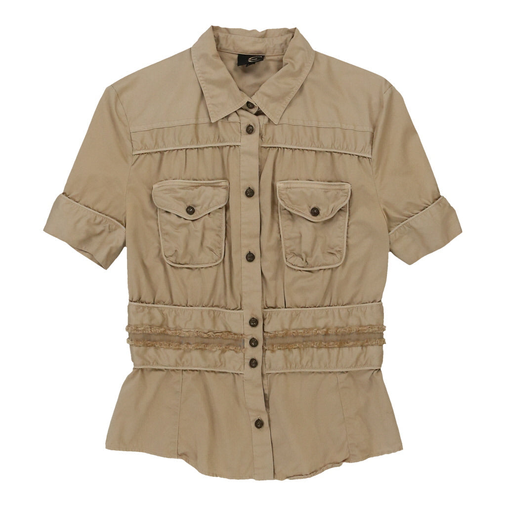 Cavalli Short Sleeve Shirt - Large Beige Cotton | Size: large Refurbished - N/A (Preloved Designer is not a specific brand, it refurbished available on Cerqular