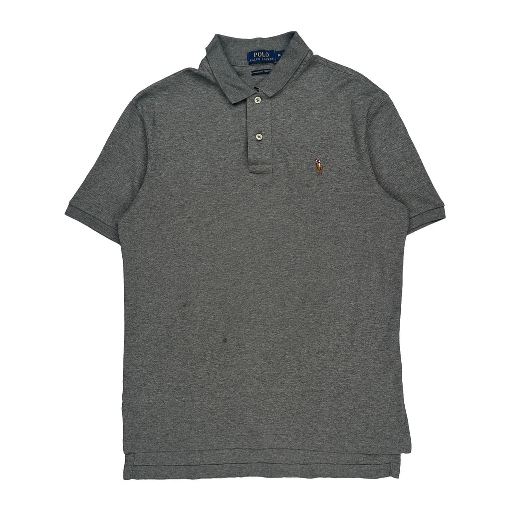 Ralph Lauren Polo Shirt - Medium Grey Cotton Refurbished - Thrifted (note: this is a term often used to describe second- refurbished available on Cerqular