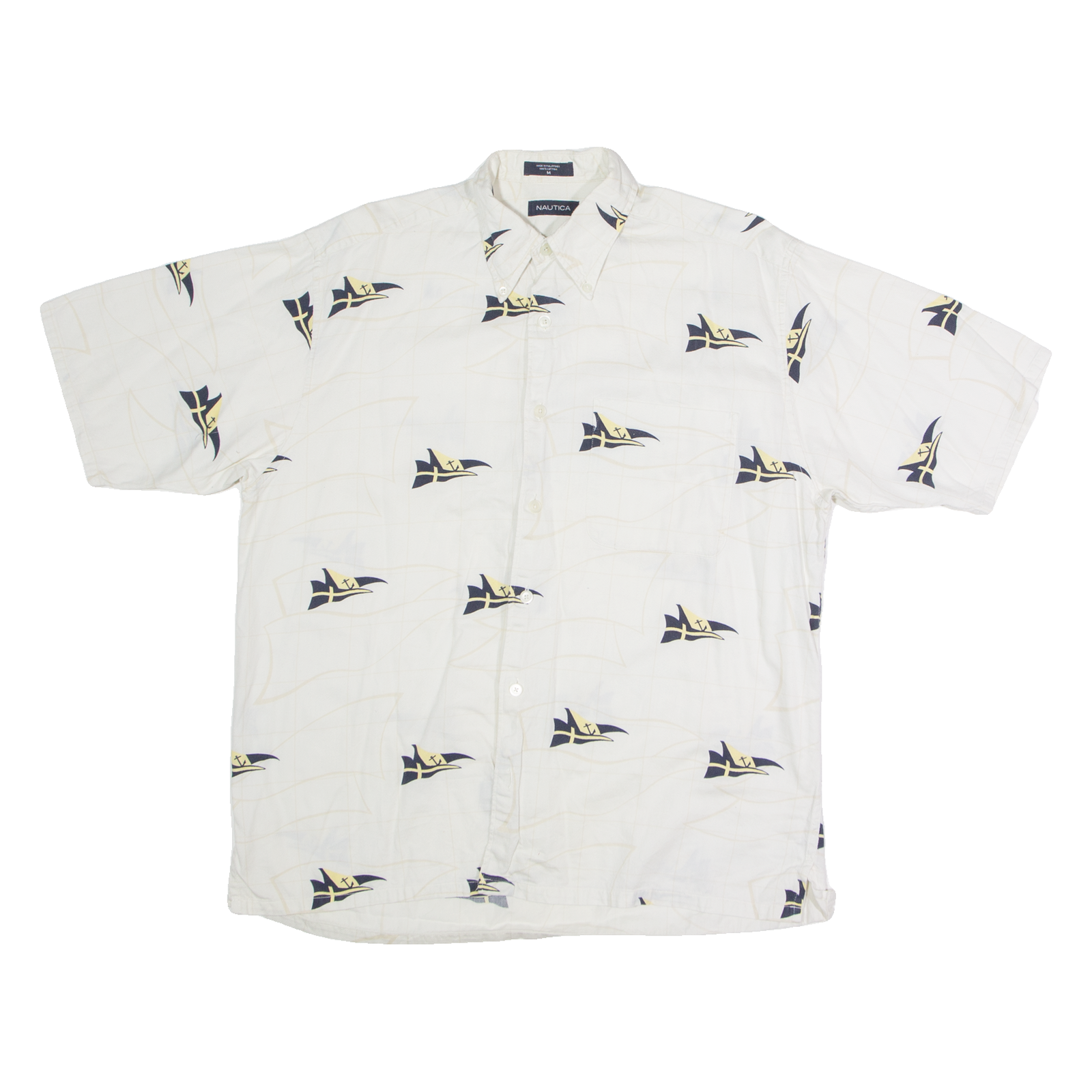 NAUTICA Mens Shirt White Crazy Pattern M Refurbished - N/A refurbished available on Cerqular