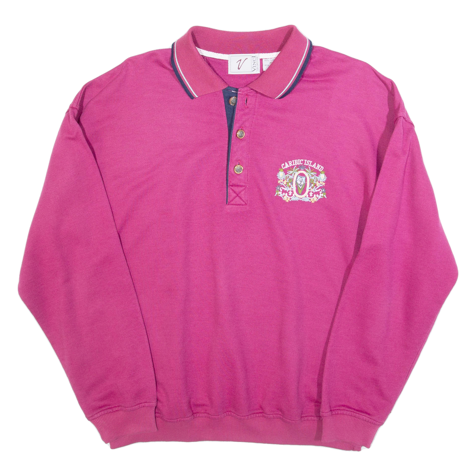 VINCI Caribic Island Mens Sweatshirt Purple Button Neck M Refurbished - N/A refurbished available on Cerqular
