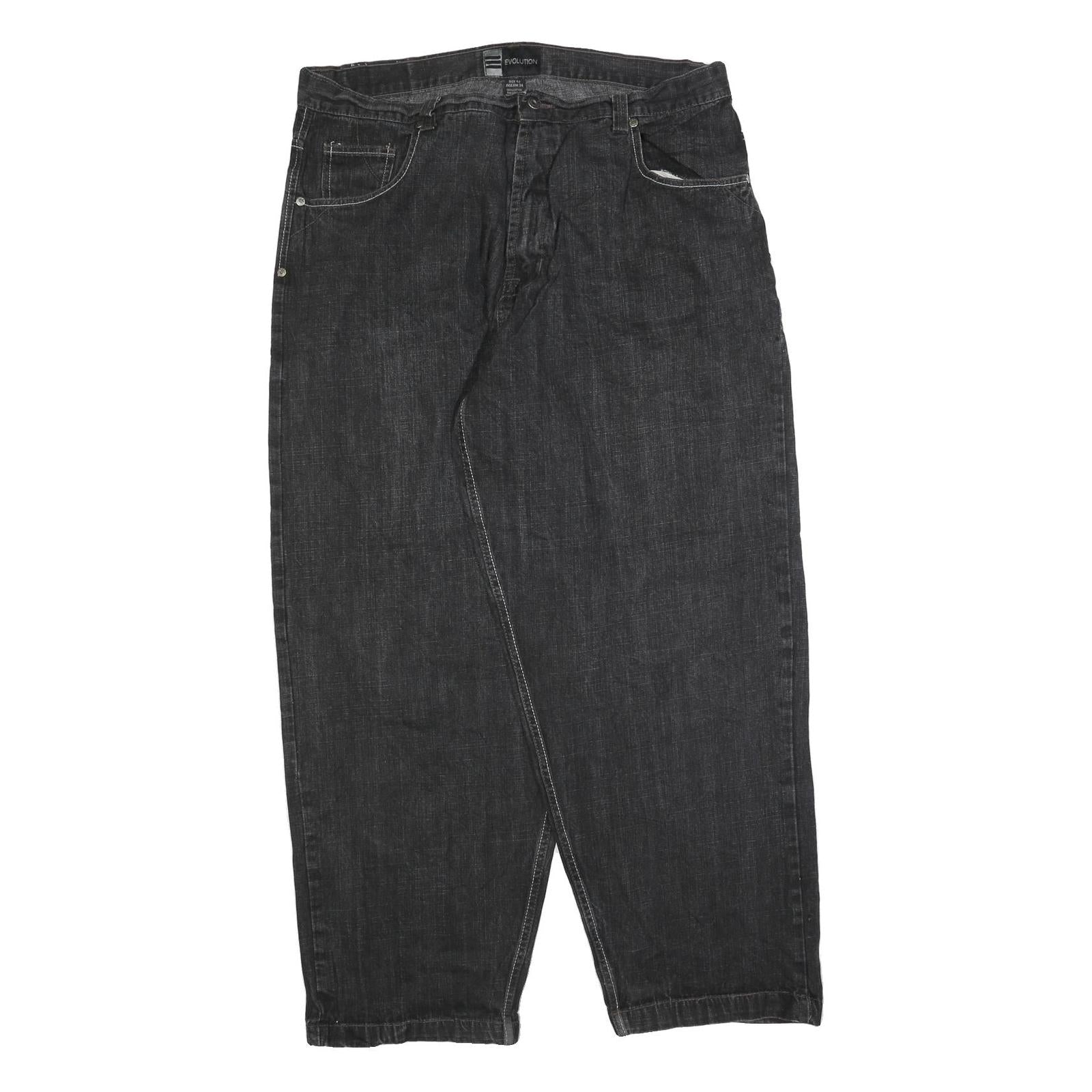EVOLUTION Mens Relaxed Jeans Black Denim W42 L34 Comfortable Cotton Blend Zip Refurbished - N/A refurbished available on Cerqular