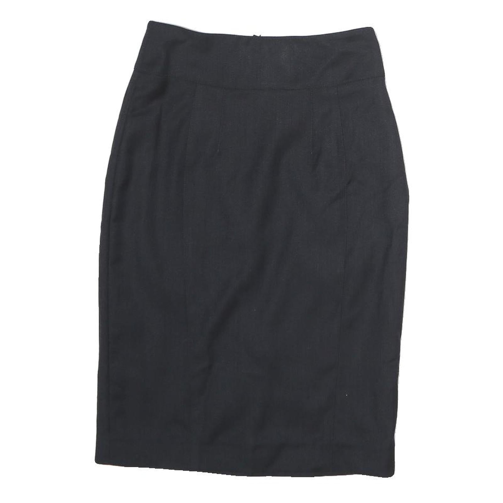 BURBERRY Womens Black Pencil Knee Length Cotton Skirt UK 4 Classic Elegant Zip Refurbished - N/A refurbished available on Cerqular