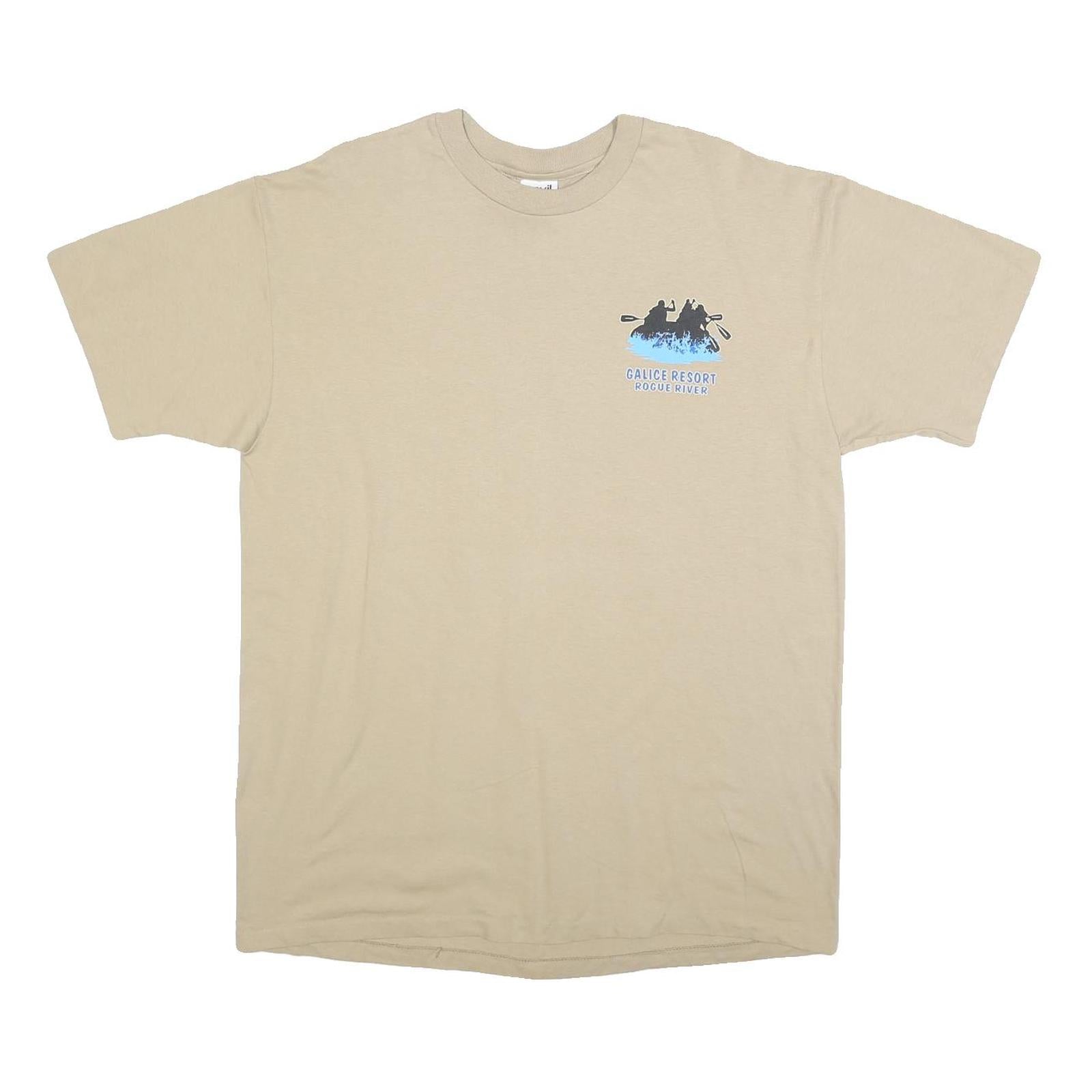 ANVIL Mens Beige Cotton Graphic T-Shirt XL Short Sleeve Crew Neck Resort Print Refurbished - N/A refurbished available on Cerqular