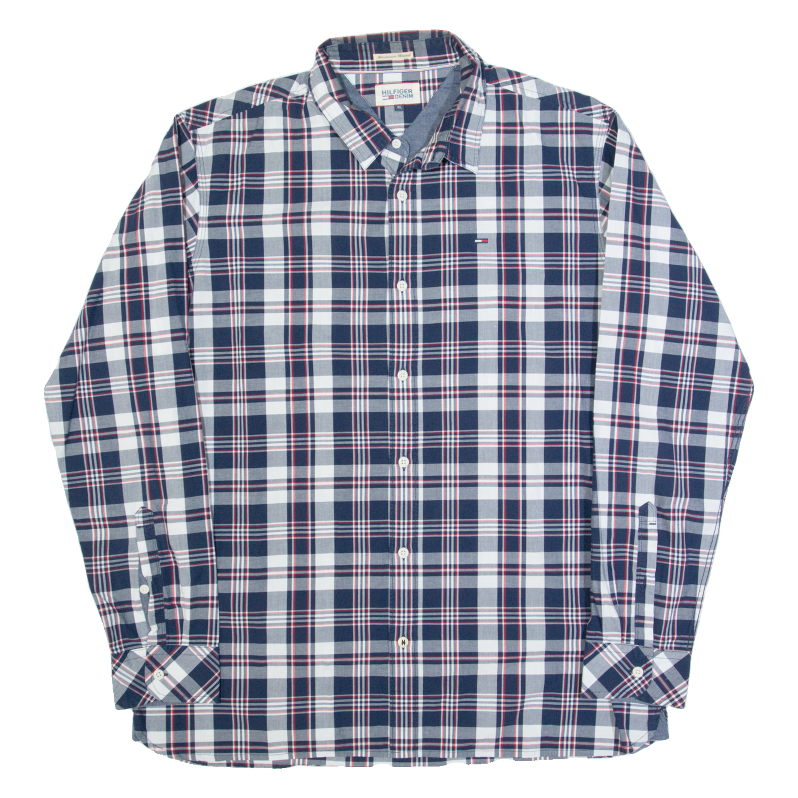 HILFIGER DENIM Mens Shirt Blue Check Long Sleeve XL Refurbished - N/A refurbished available on Cerqular