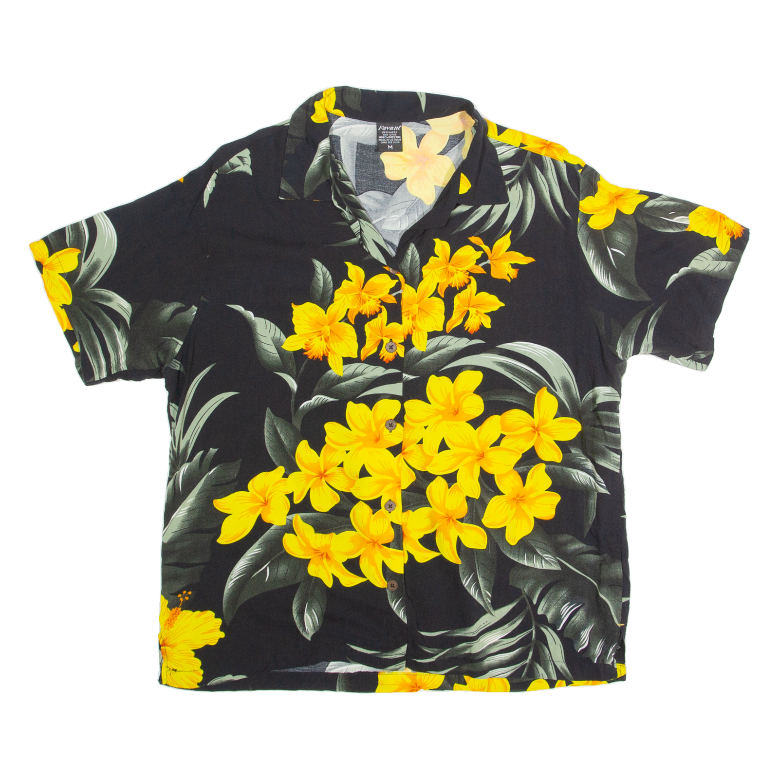 FAVANT Hawaiian Womens Printed Shirt Black Collared 90s Floral M Refurbished - N/A refurbished available on Cerqular
