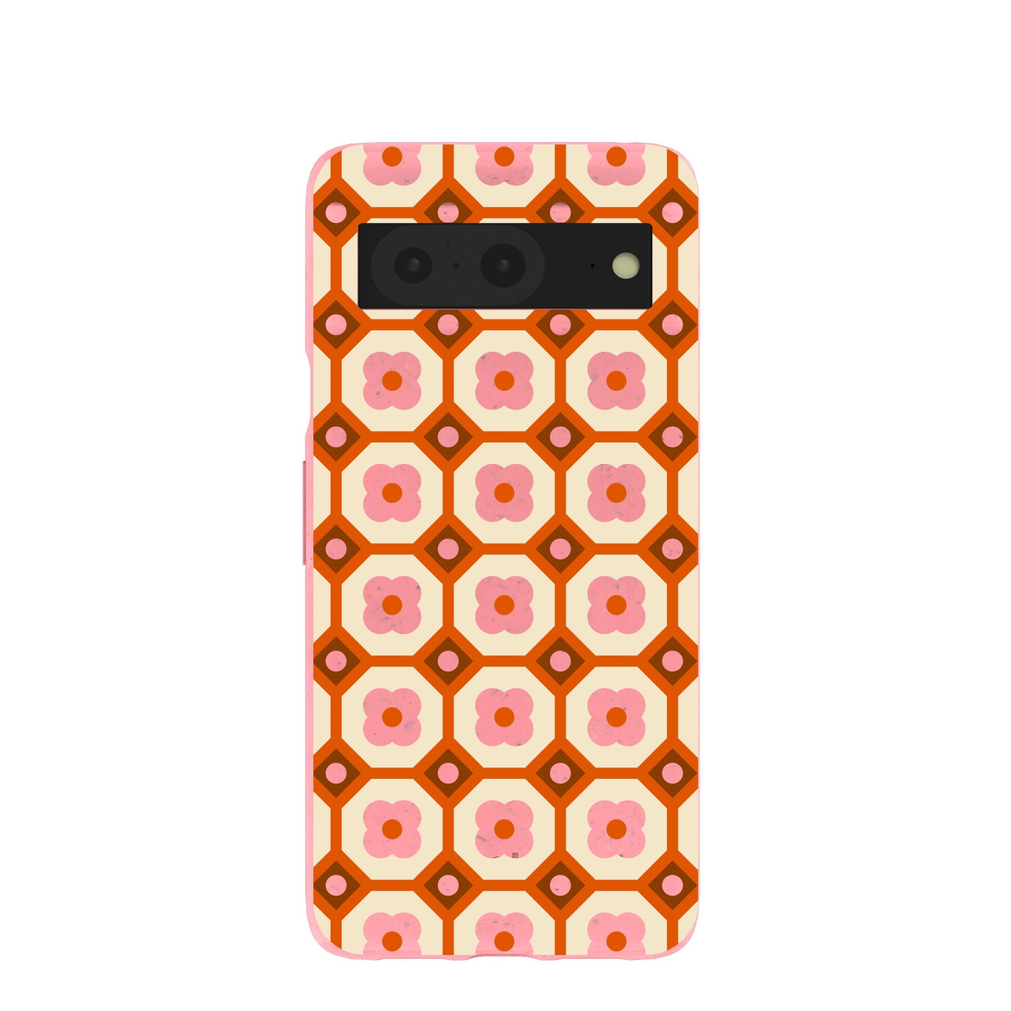 Bubblegum Pink Retro Tiles Google Pixel 8 Case Refurbished - Pela Case refurbished available on Cerqular