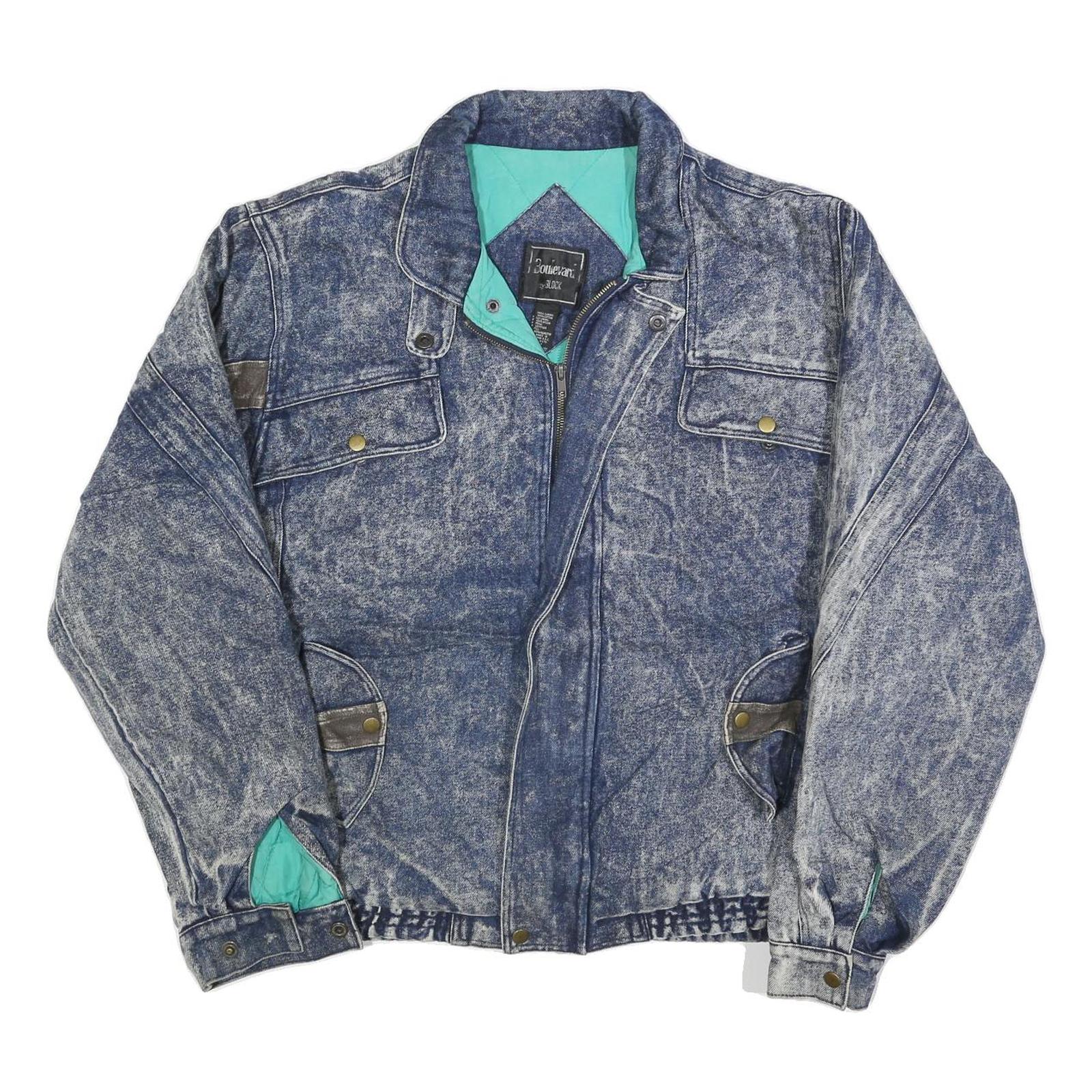 BOULEVARD Mens Blue Denim Cotton Zip Jacket M Vintage Retro Casual Outerwear Refurbished - N/A refurbished available on Cerqular