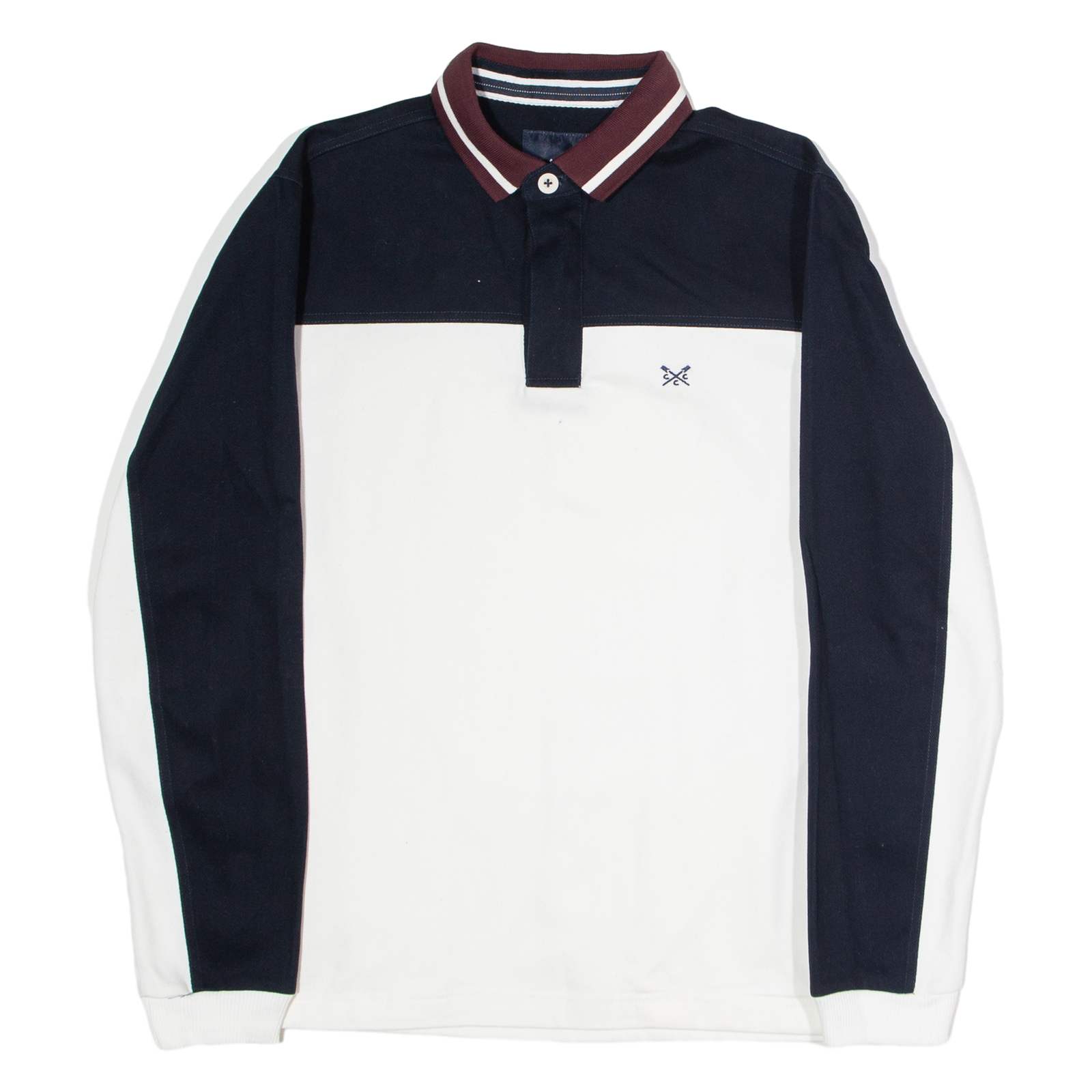 CREW CLOTHING Rugby Mens Polo Shirt White Colourblock Long Sleeve S Refurbished - N/A refurbished available on Cerqular