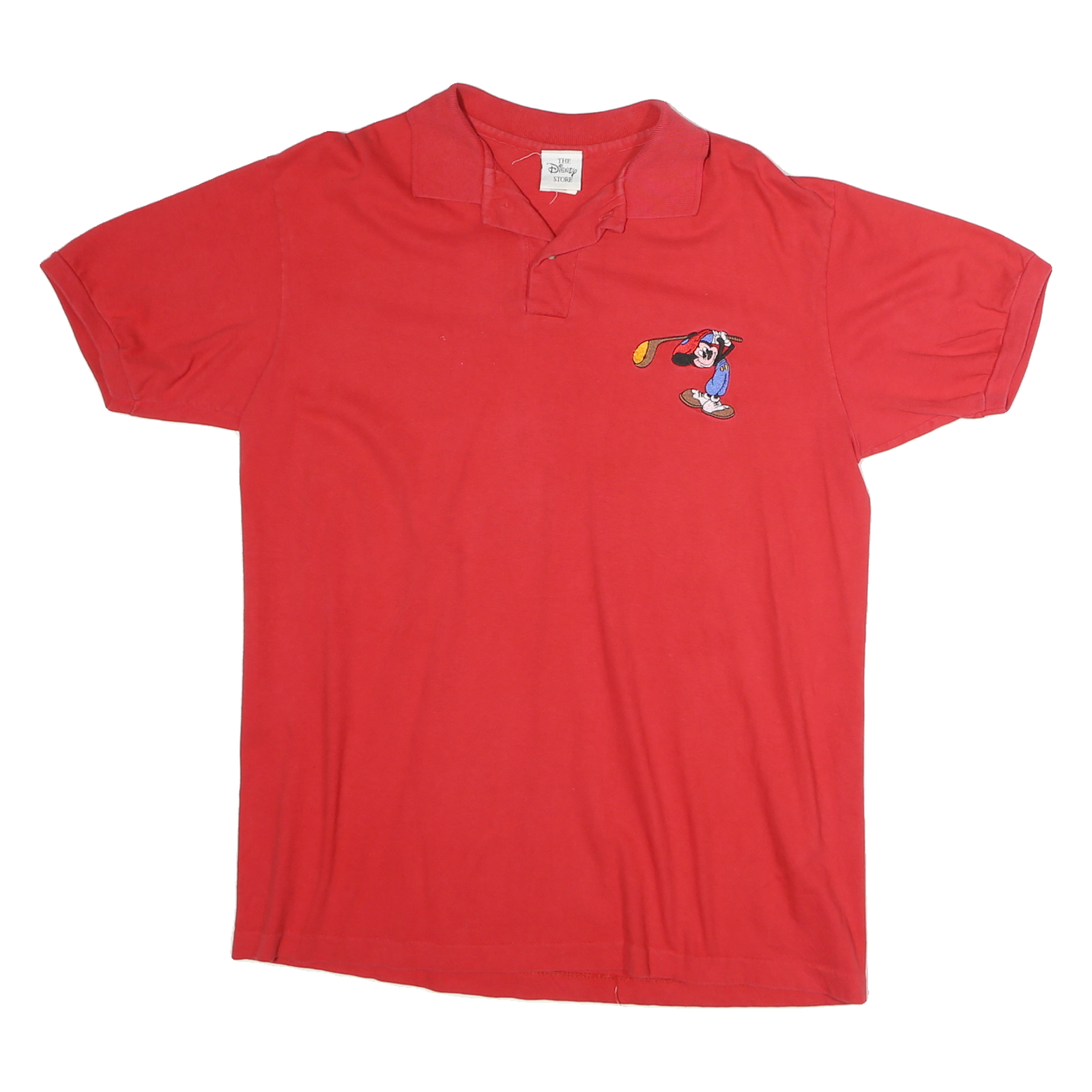 DISNEY Mens Red Short Sleeve Plain M Polo Shirt Golfing Character Embroidered Refurbished - N/A refurbished available on Cerqular